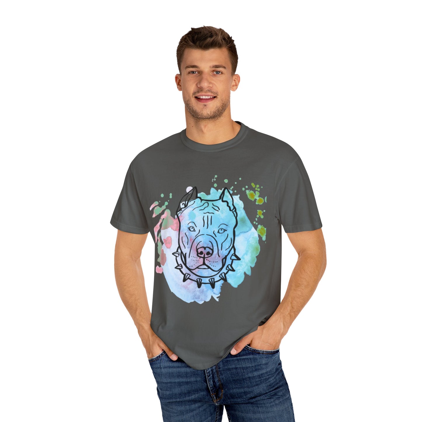 Vibrant Pitbull Art Unisex T-Shirt, Cool Dog Lover Tee, Unique Animal Print Shirt, Gift for Pet Owners, Casual Everyday Wear