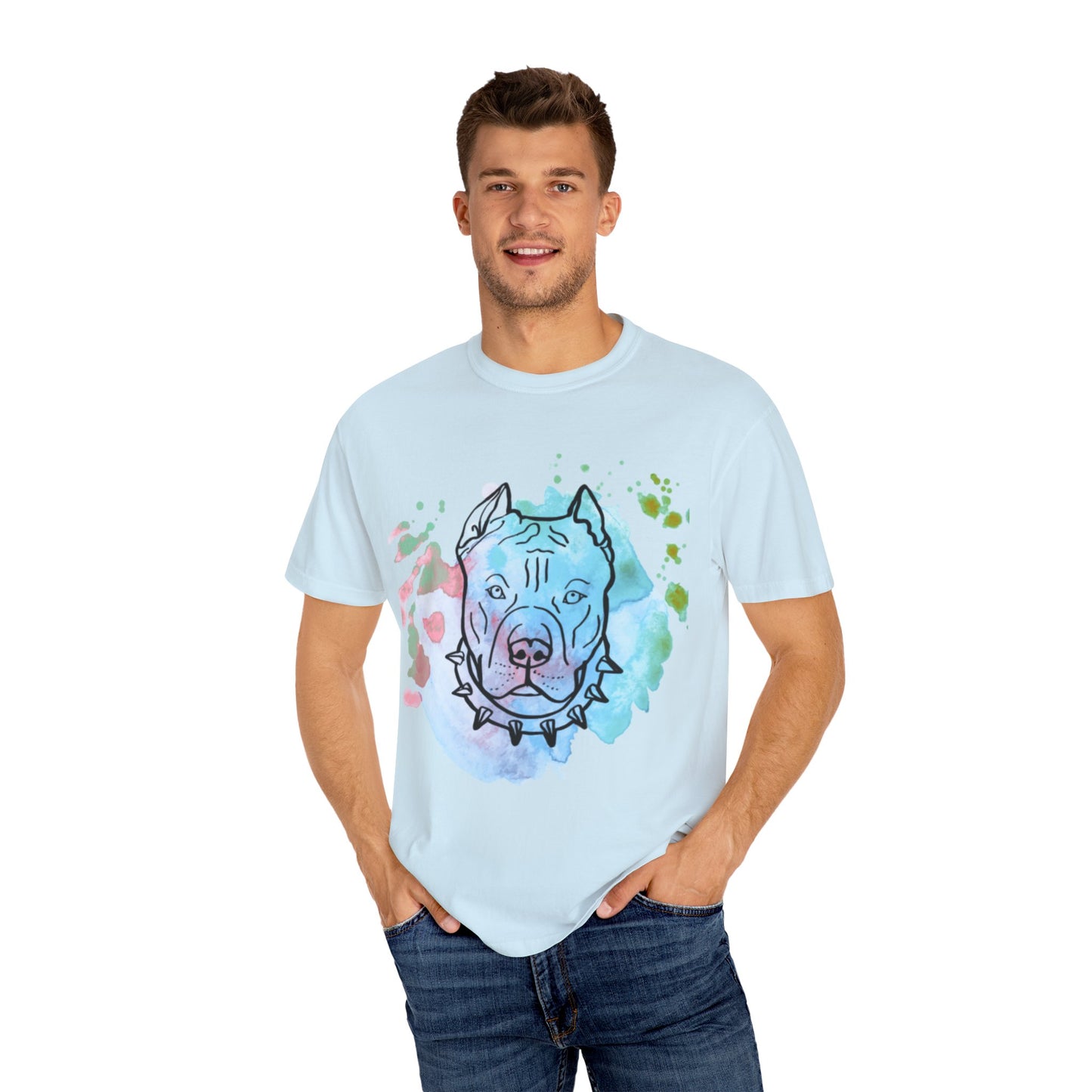 Vibrant Pitbull Art Unisex T-Shirt, Cool Dog Lover Tee, Unique Animal Print Shirt, Gift for Pet Owners, Casual Everyday Wear