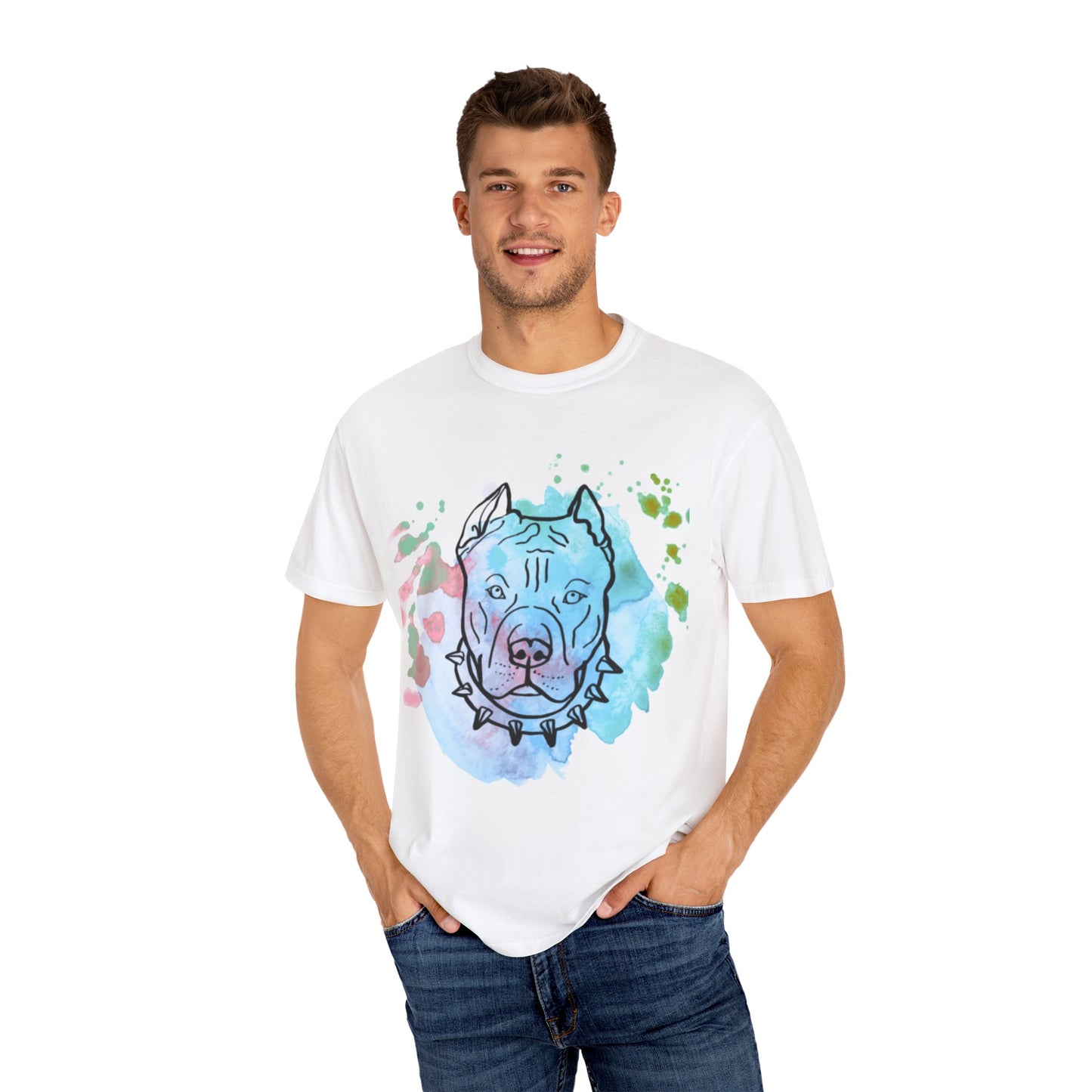 Vibrant Pitbull Art Unisex T-Shirt, Cool Dog Lover Tee, Unique Animal Print Shirt, Gift for Pet Owners, Casual Everyday Wear