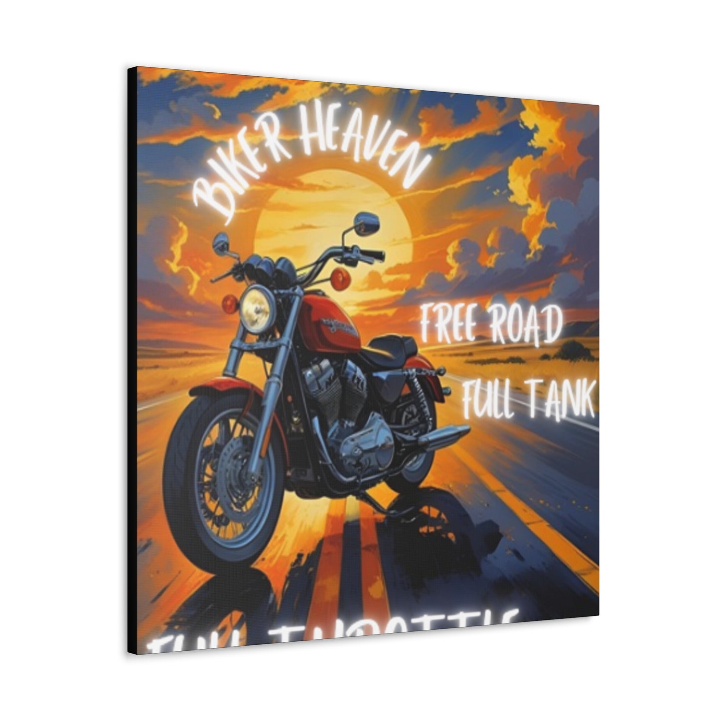 Motorcycle Wall Art, Biker Heaven Canvas Print, Full Throttle Decor, Gift for Bikers, Motorcycle Lover Art