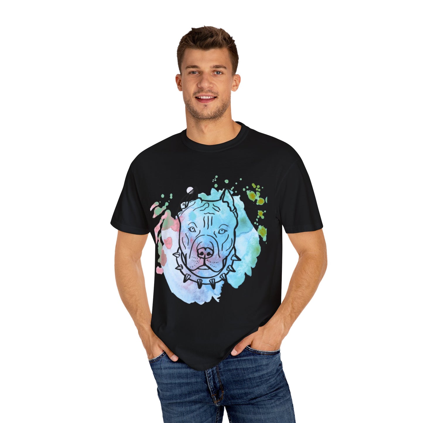 Vibrant Pitbull Art Unisex T-Shirt, Cool Dog Lover Tee, Unique Animal Print Shirt, Gift for Pet Owners, Casual Everyday Wear