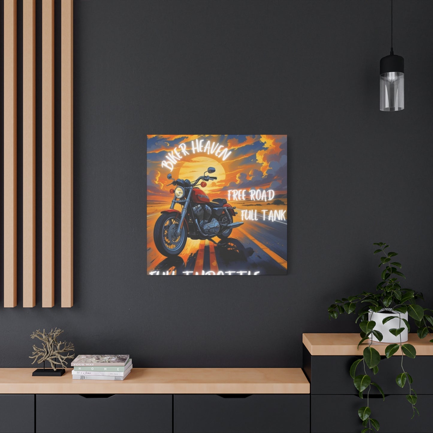 Motorcycle Wall Art, Biker Heaven Canvas Print, Full Throttle Decor, Gift for Bikers, Motorcycle Lover Art