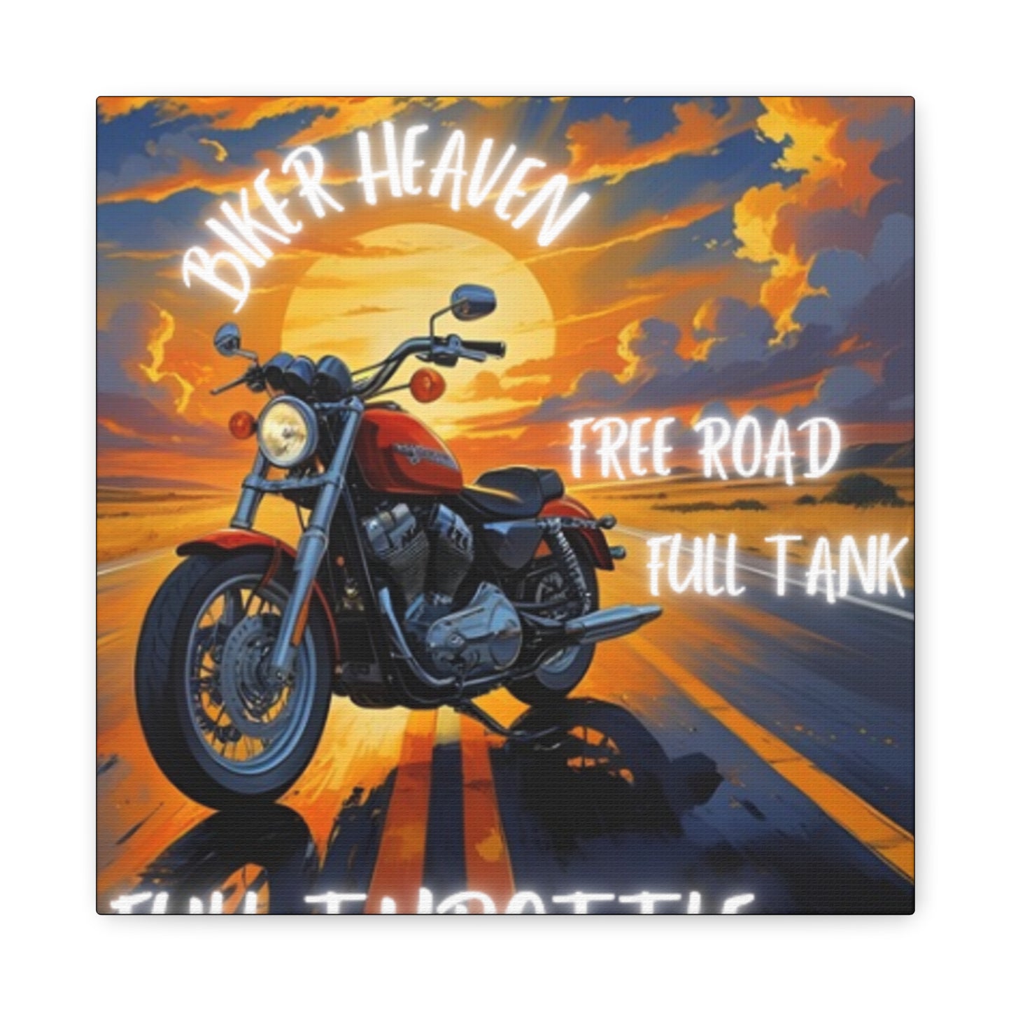 Motorcycle Wall Art, Biker Heaven Canvas Print, Full Throttle Decor, Gift for Bikers, Motorcycle Lover Art