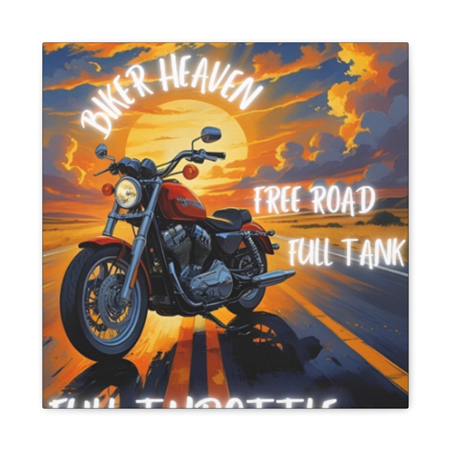 Motorcycle Wall Art, Biker Heaven Canvas Print, Full Throttle Decor, Gift for Bikers, Motorcycle Lover Art