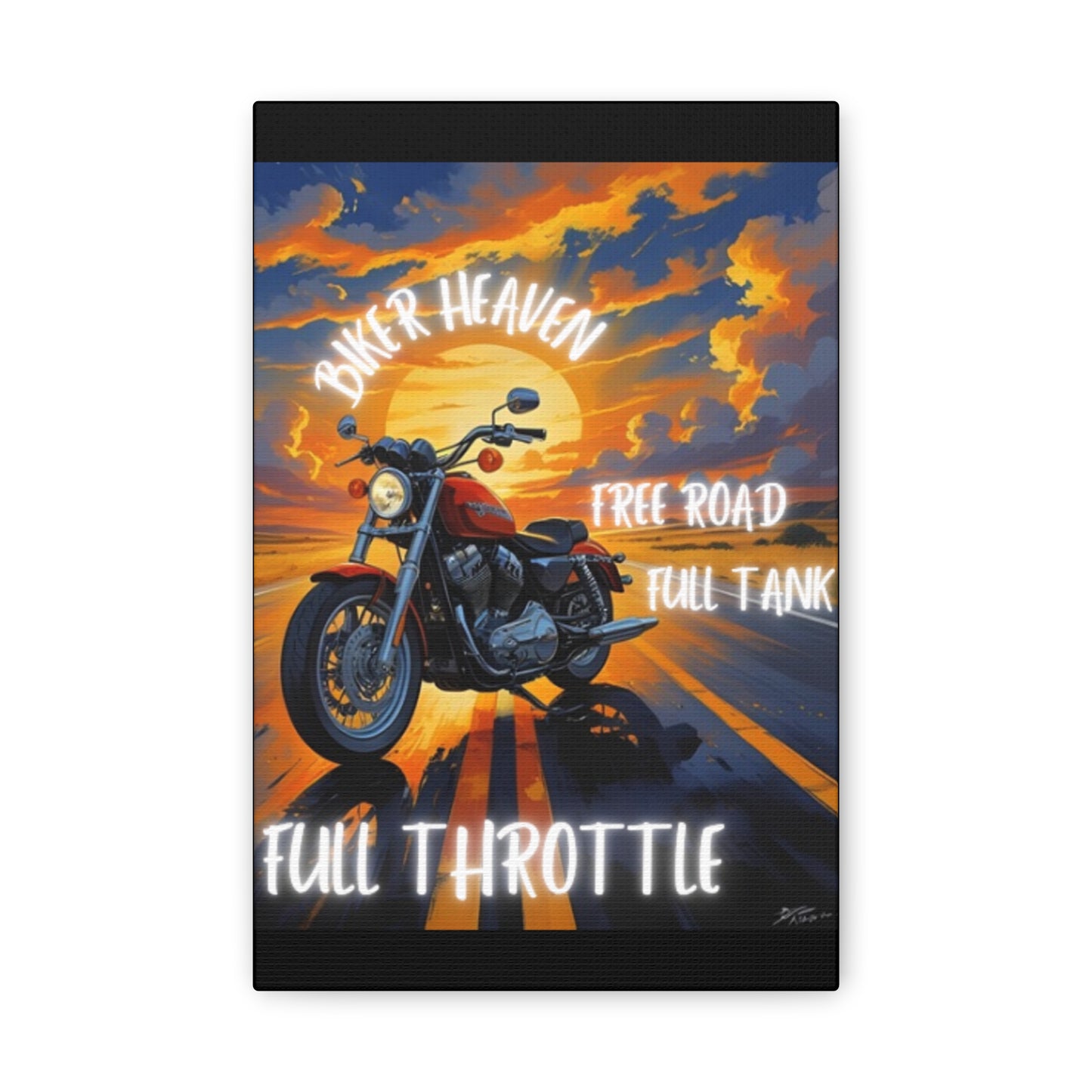 Motorcycle Wall Art, Biker Heaven Canvas Print, Full Throttle Decor, Gift for Bikers, Motorcycle Lover Art
