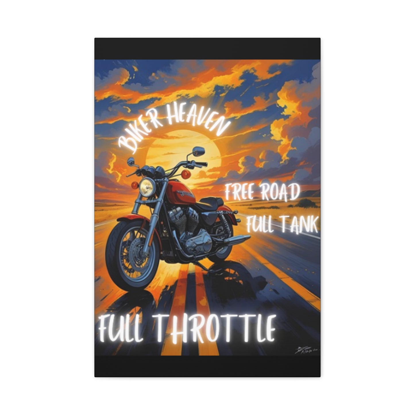 Motorcycle Wall Art, Biker Heaven Canvas Print, Full Throttle Decor, Gift for Bikers, Motorcycle Lover Art