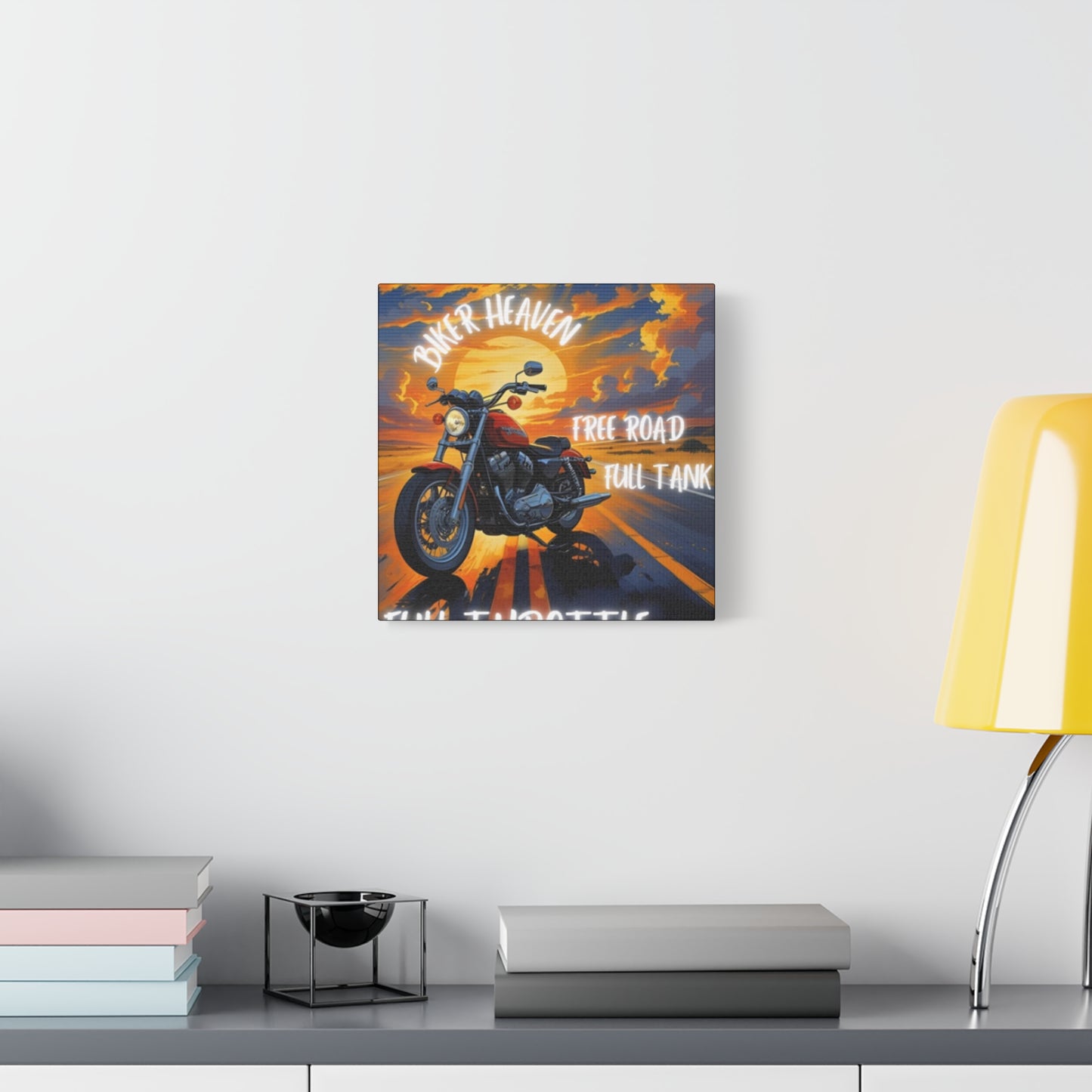 Motorcycle Wall Art, Biker Heaven Canvas Print, Full Throttle Decor, Gift for Bikers, Motorcycle Lover Art