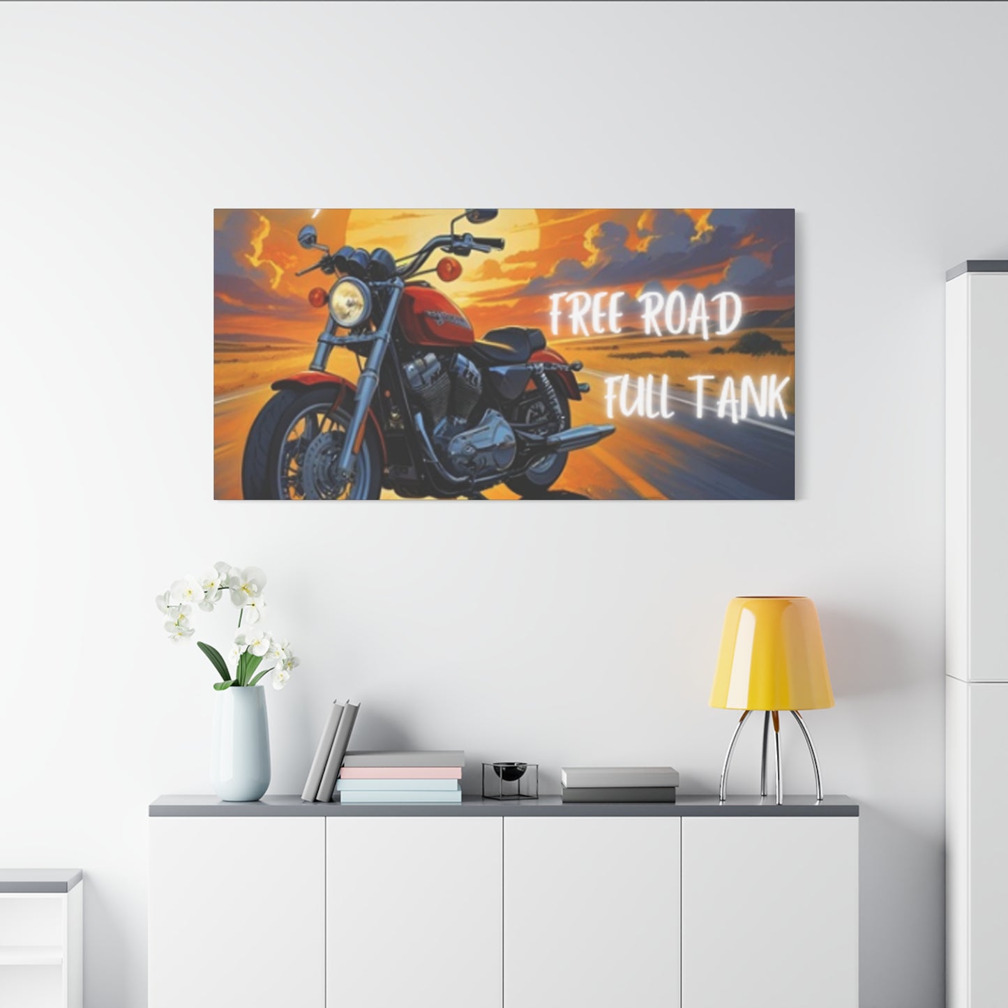 Motorcycle Wall Art, Biker Heaven Canvas Print, Full Throttle Decor, Gift for Bikers, Motorcycle Lover Art
