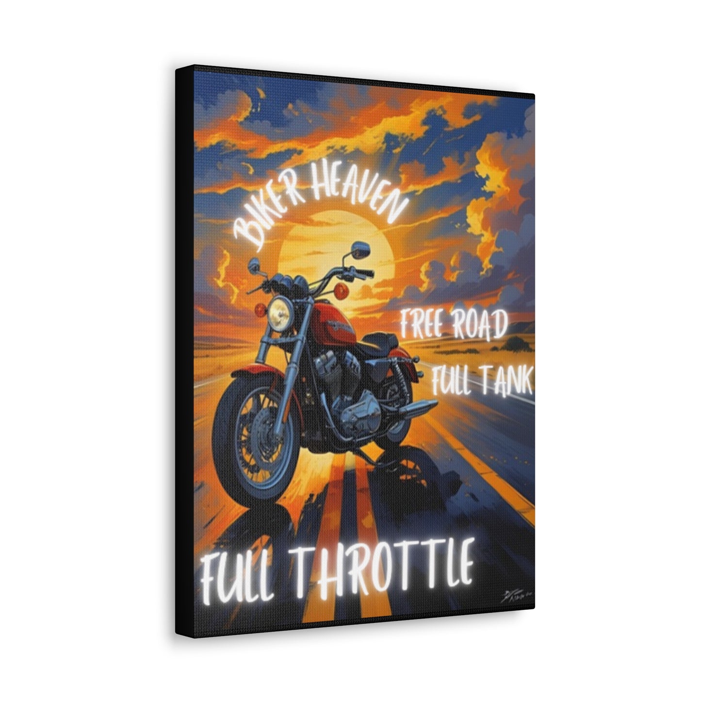 Motorcycle Wall Art, Biker Heaven Canvas Print, Full Throttle Decor, Gift for Bikers, Motorcycle Lover Art