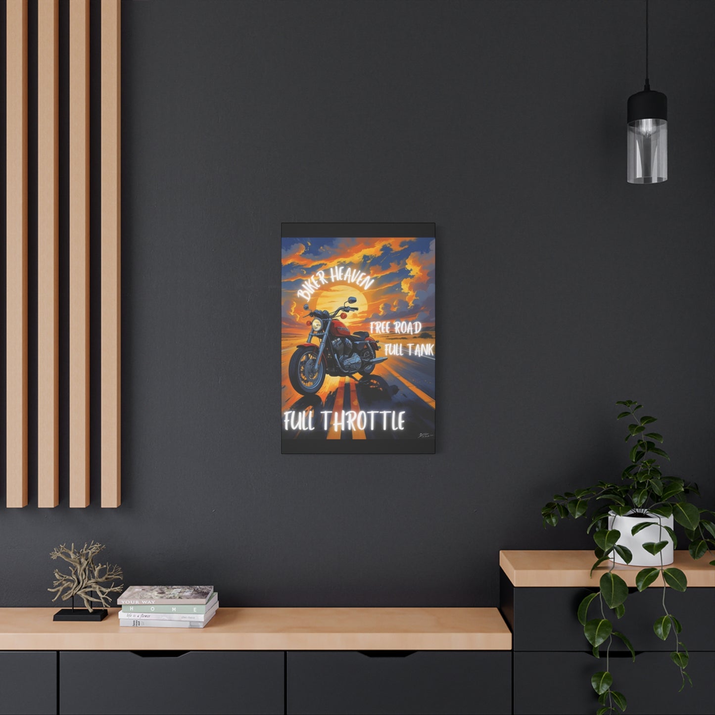 Motorcycle Wall Art, Biker Heaven Canvas Print, Full Throttle Decor, Gift for Bikers, Motorcycle Lover Art