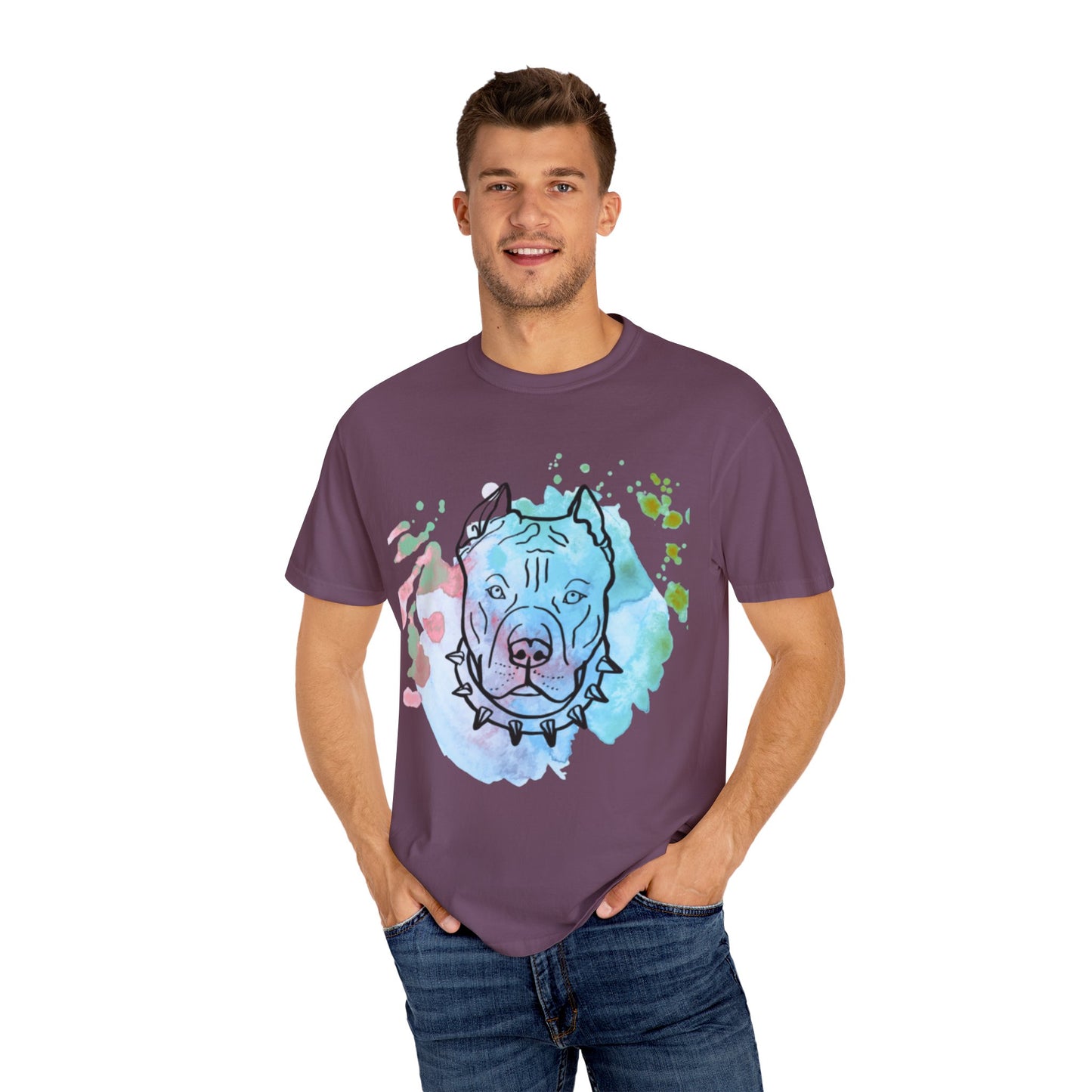 Vibrant Pitbull Art Unisex T-Shirt, Cool Dog Lover Tee, Unique Animal Print Shirt, Gift for Pet Owners, Casual Everyday Wear
