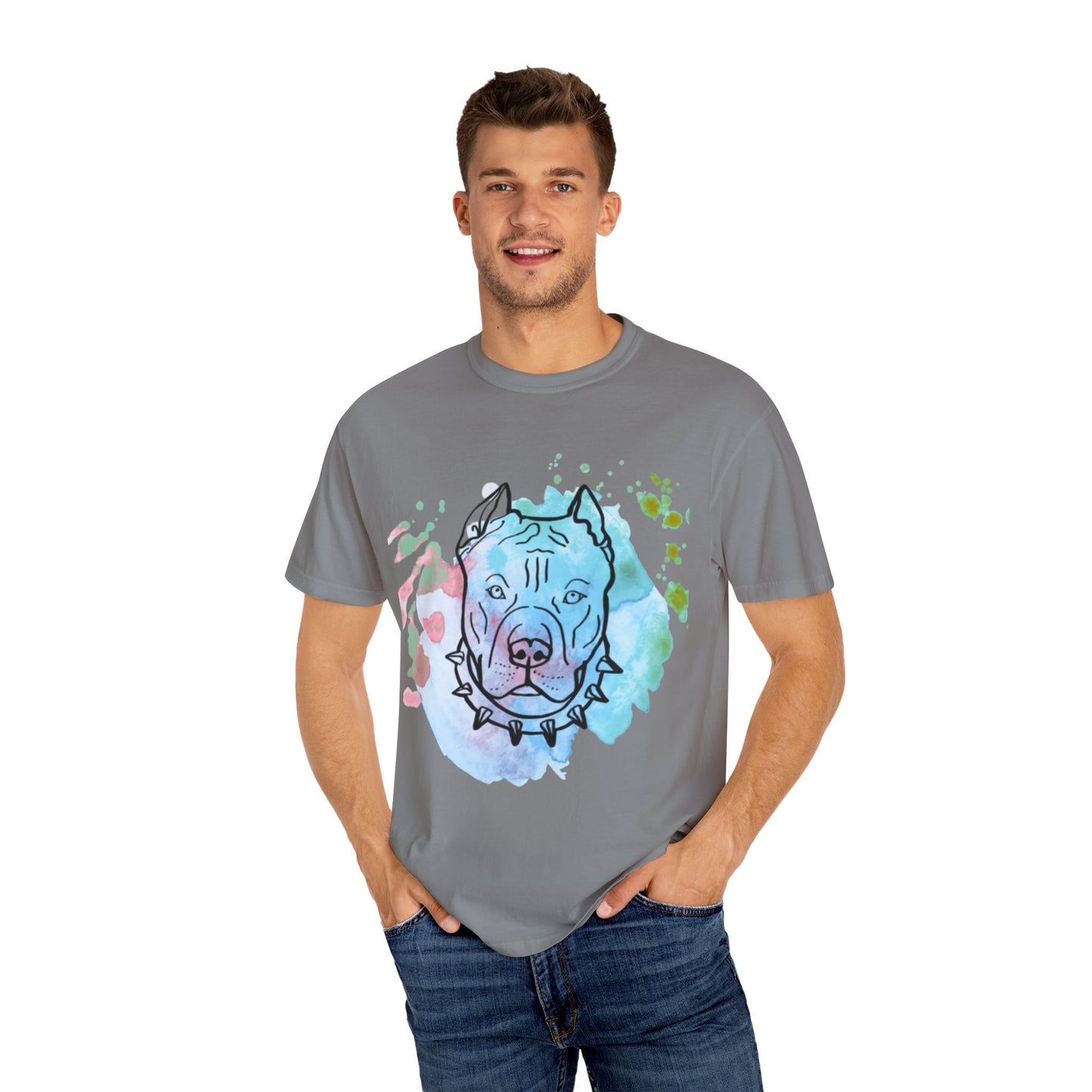 Vibrant Pitbull Art Unisex T-Shirt, Cool Dog Lover Tee, Unique Animal Print Shirt, Gift for Pet Owners, Casual Everyday Wear