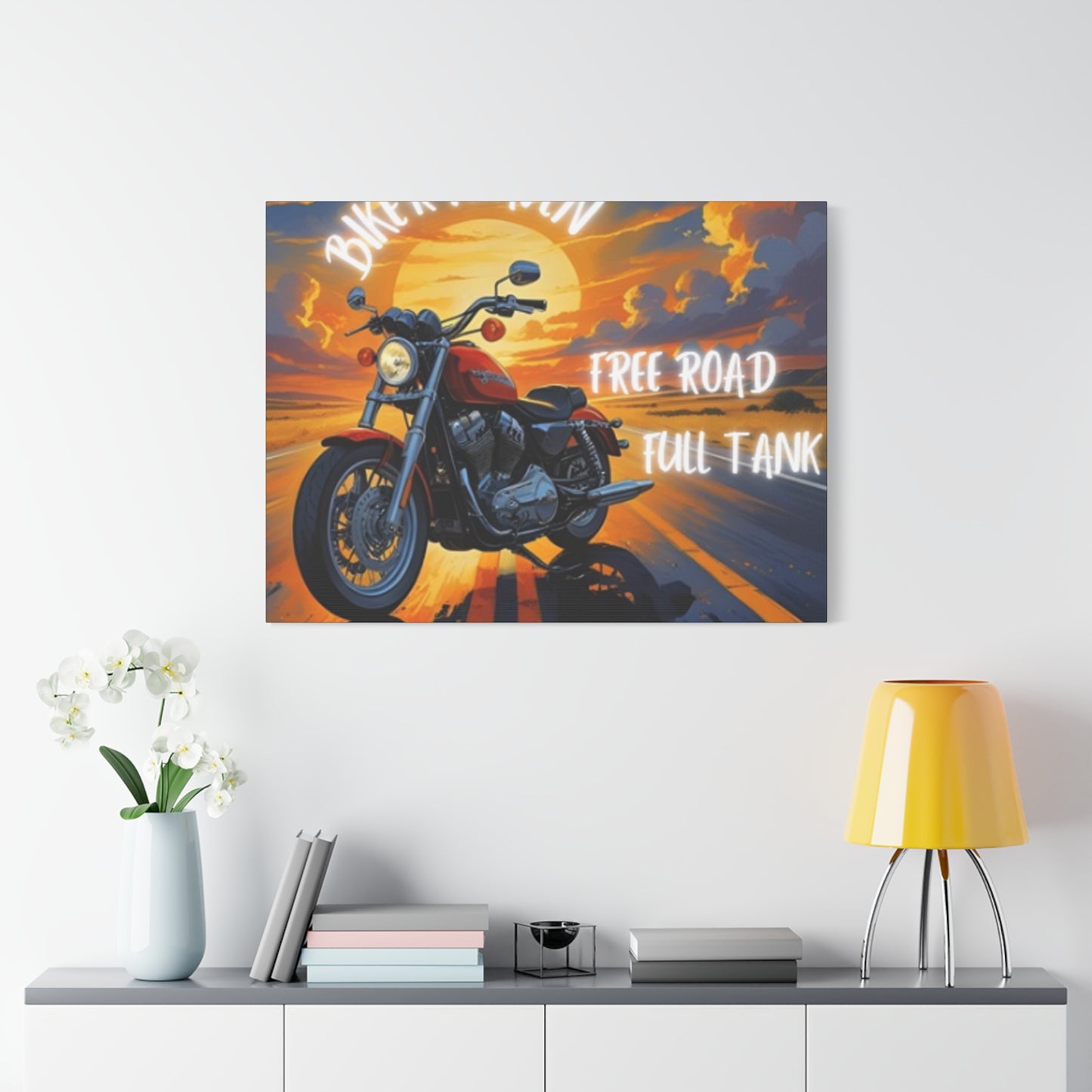 Motorcycle Wall Art, Biker Heaven Canvas Print, Full Throttle Decor, Gift for Bikers, Motorcycle Lover Art
