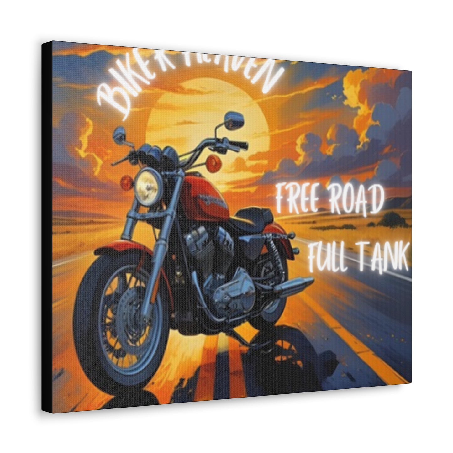 Motorcycle Wall Art, Biker Heaven Canvas Print, Full Throttle Decor, Gift for Bikers, Motorcycle Lover Art