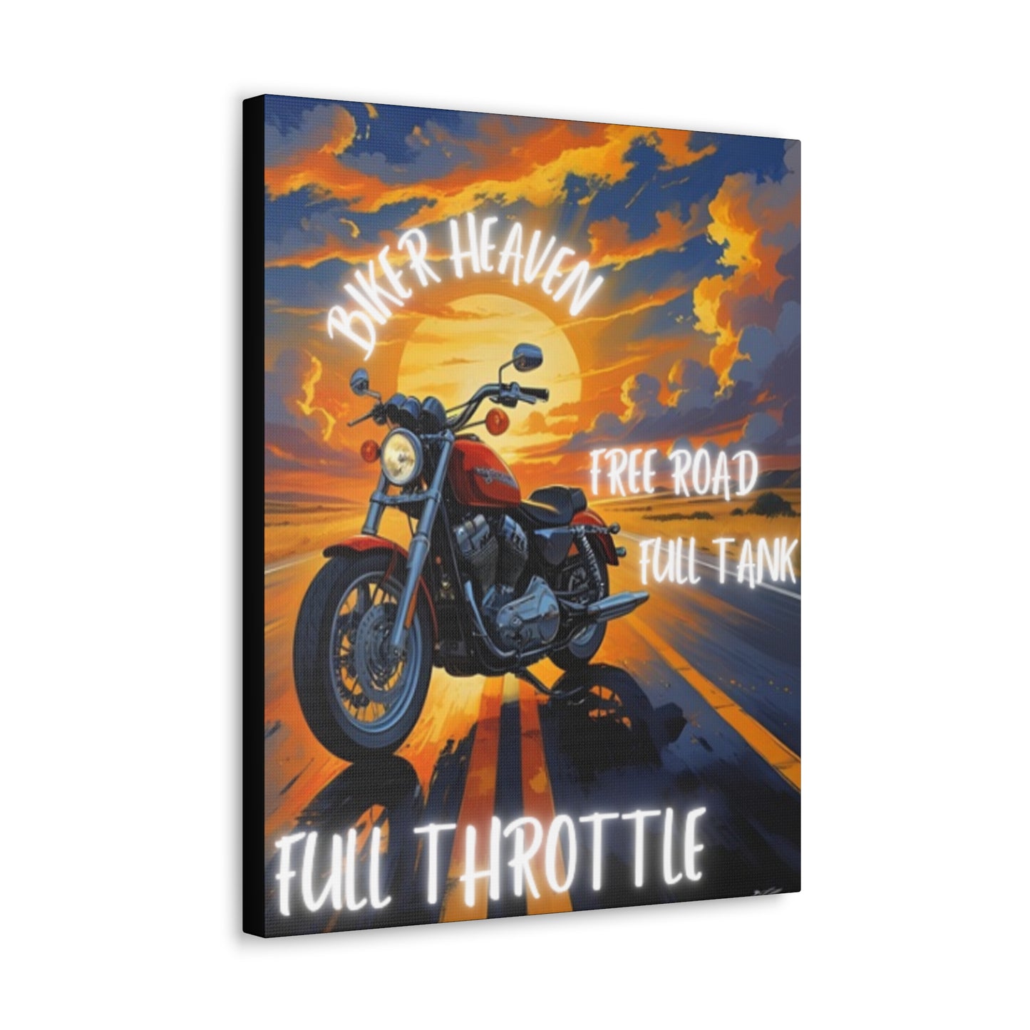 Motorcycle Wall Art, Biker Heaven Canvas Print, Full Throttle Decor, Gift for Bikers, Motorcycle Lover Art