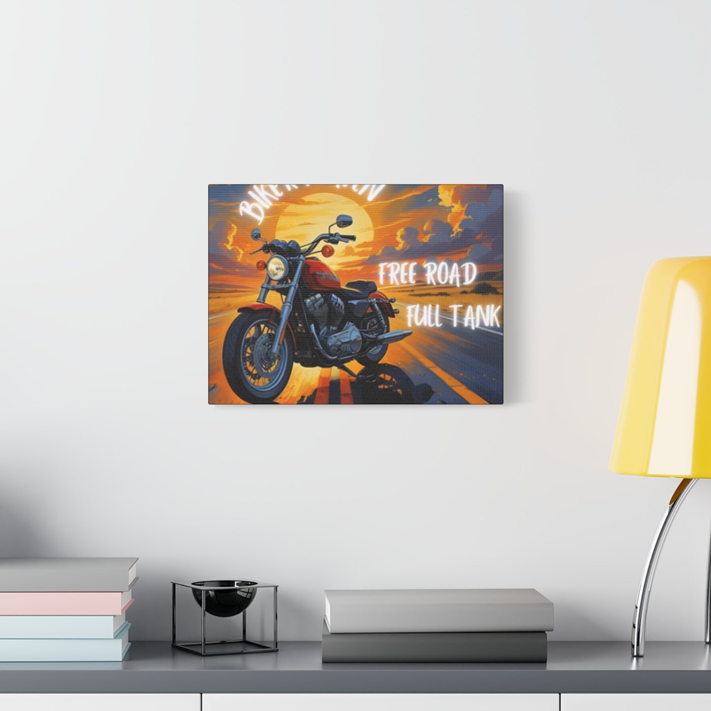 Motorcycle Wall Art, Biker Heaven Canvas Print, Full Throttle Decor, Gift for Bikers, Motorcycle Lover Art