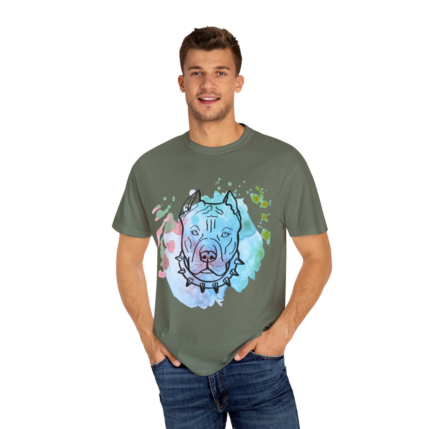 Vibrant Pitbull Art Unisex T-Shirt, Cool Dog Lover Tee, Unique Animal Print Shirt, Gift for Pet Owners, Casual Everyday Wear
