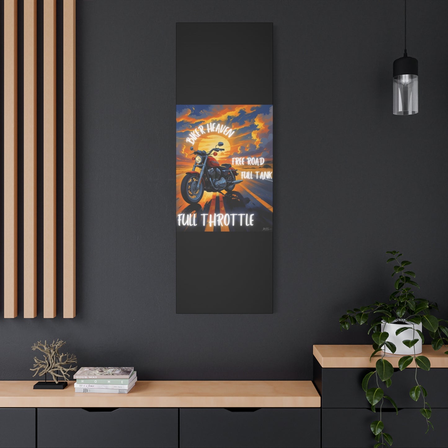 Motorcycle Wall Art, Biker Heaven Canvas Print, Full Throttle Decor, Gift for Bikers, Motorcycle Lover Art