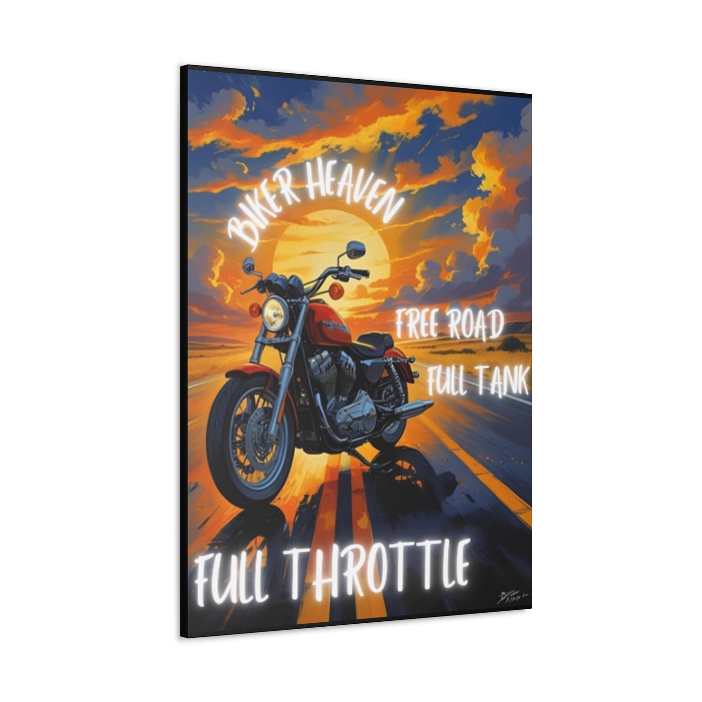 Motorcycle Wall Art, Biker Heaven Canvas Print, Full Throttle Decor, Gift for Bikers, Motorcycle Lover Art