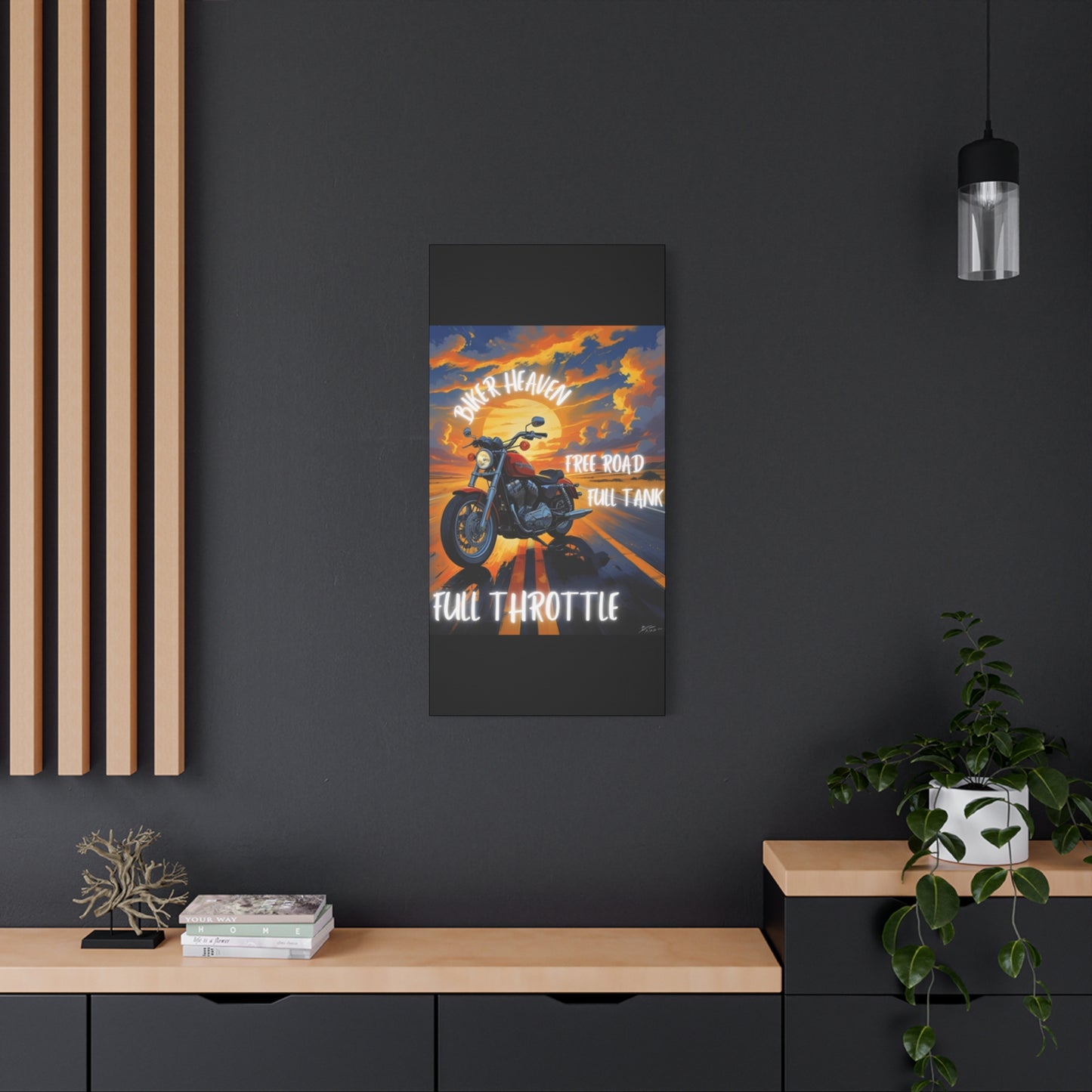 Motorcycle Wall Art, Biker Heaven Canvas Print, Full Throttle Decor, Gift for Bikers, Motorcycle Lover Art