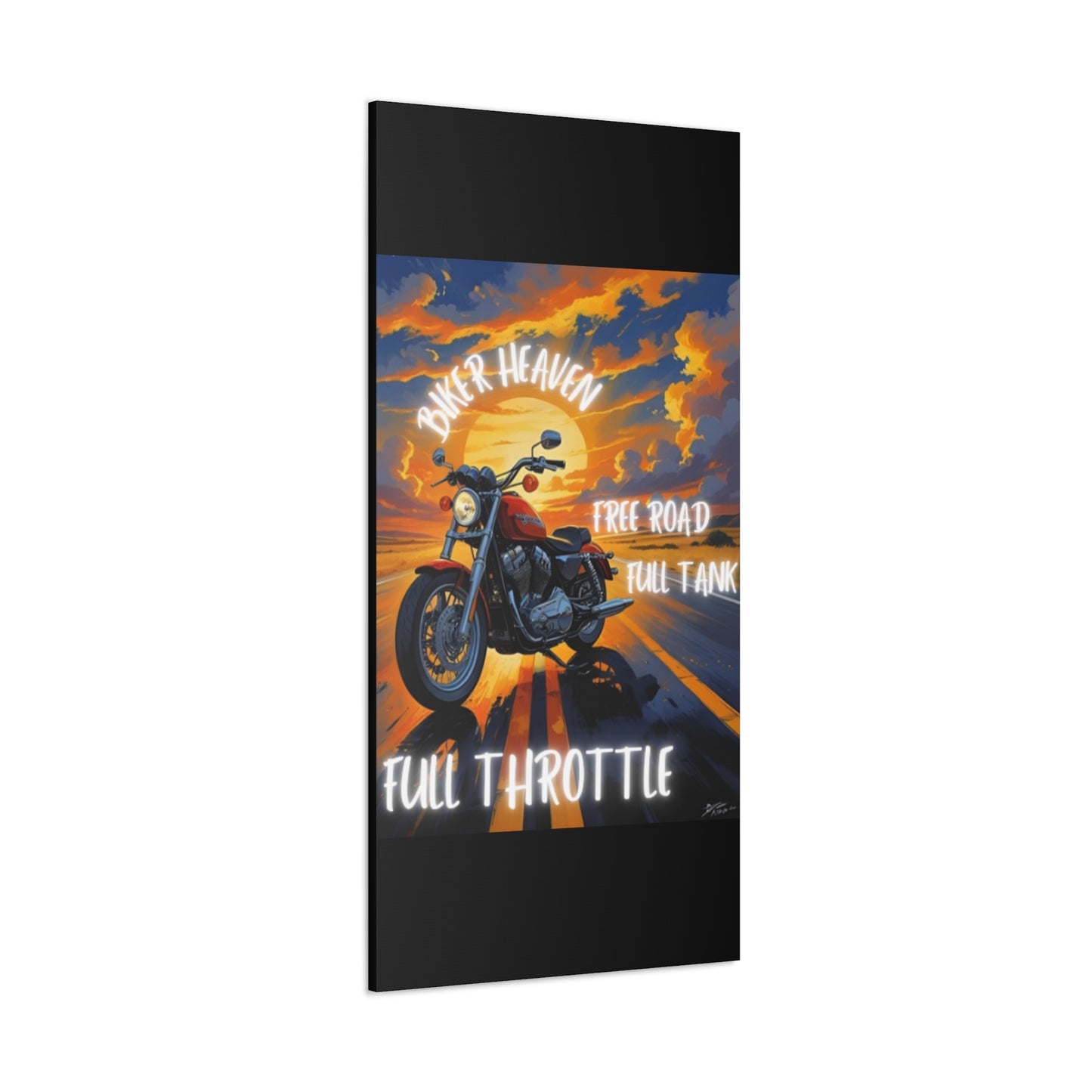 Motorcycle Wall Art, Biker Heaven Canvas Print, Full Throttle Decor, Gift for Bikers, Motorcycle Lover Art