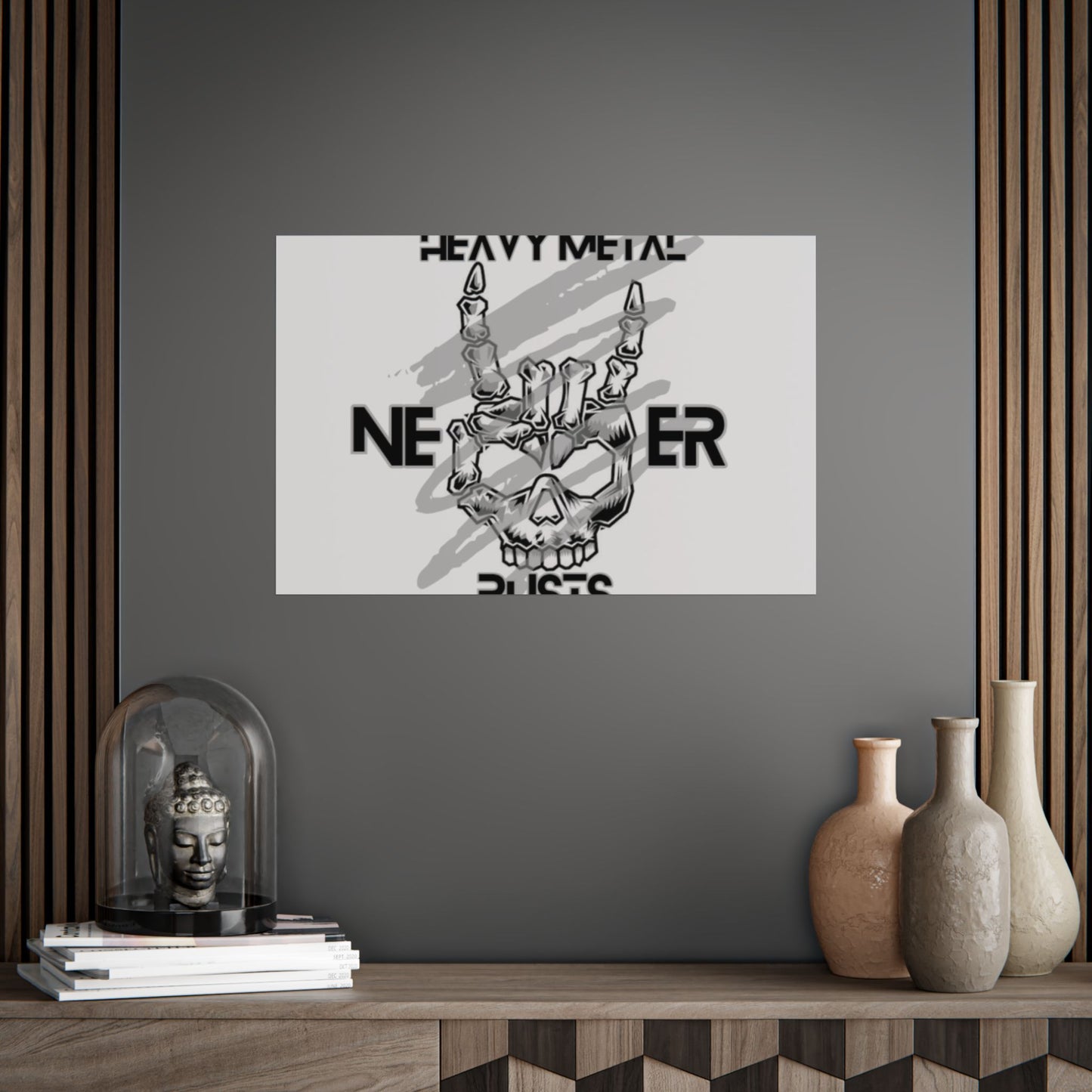 Heavy Metal Unframed Poster, Rock Music Wall Art, Skull Decor, Perfect for Music Lovers, Gift for Metal Fans, Gothic Home Decor