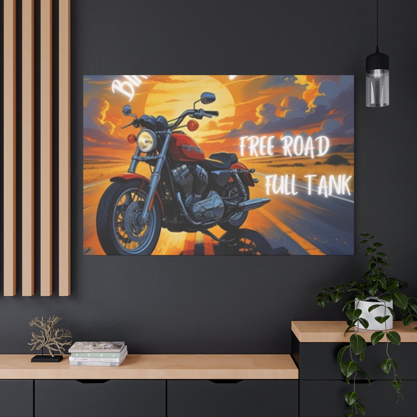 Motorcycle Wall Art, Biker Heaven Canvas Print, Full Throttle Decor, Gift for Bikers, Motorcycle Lover Art
