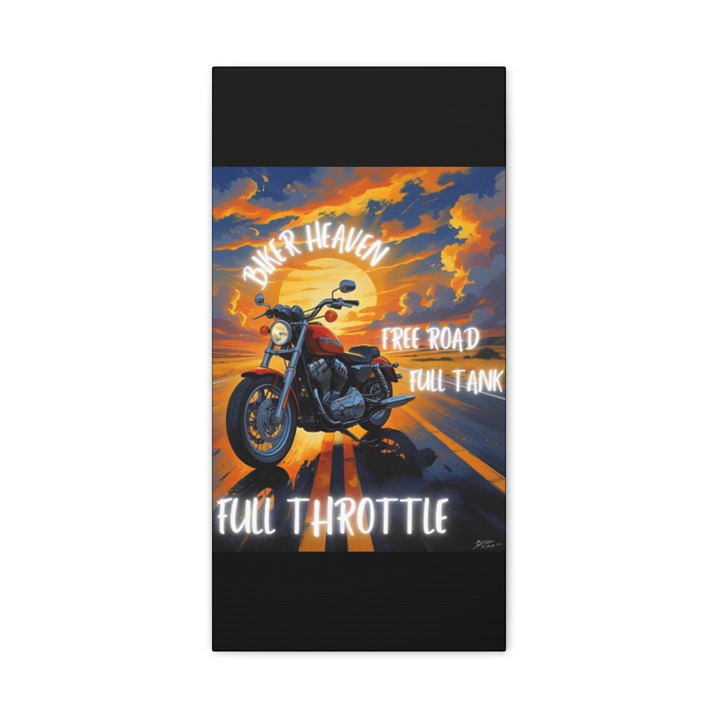Motorcycle Wall Art, Biker Heaven Canvas Print, Full Throttle Decor, Gift for Bikers, Motorcycle Lover Art