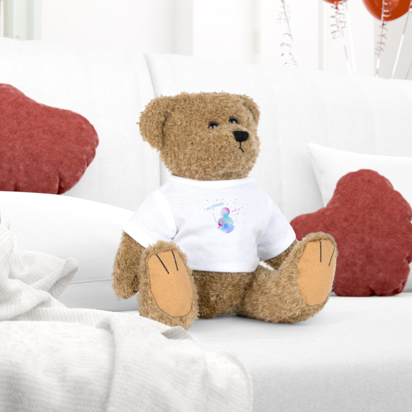 Adorable Plush Toy with Custom T-Shirt | Cuddle Buddy, Gift for Kids, Birthday Present, Toy for All Ages, Personalized Stuffed Animal