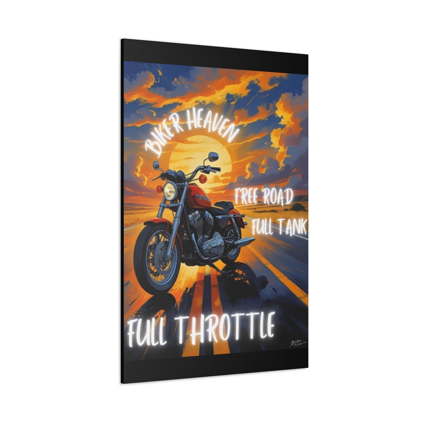 Motorcycle Wall Art, Biker Heaven Canvas Print, Full Throttle Decor, Gift for Bikers, Motorcycle Lover Art