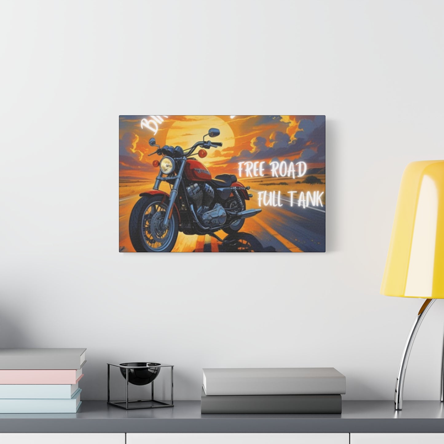 Motorcycle Wall Art, Biker Heaven Canvas Print, Full Throttle Decor, Gift for Bikers, Motorcycle Lover Art