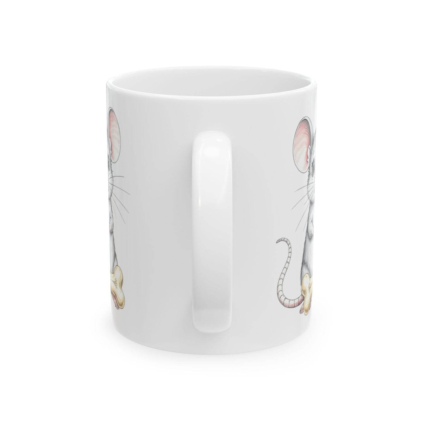 Cute Mouse Ceramic Mug with Bone - Perfect for Animal Lovers