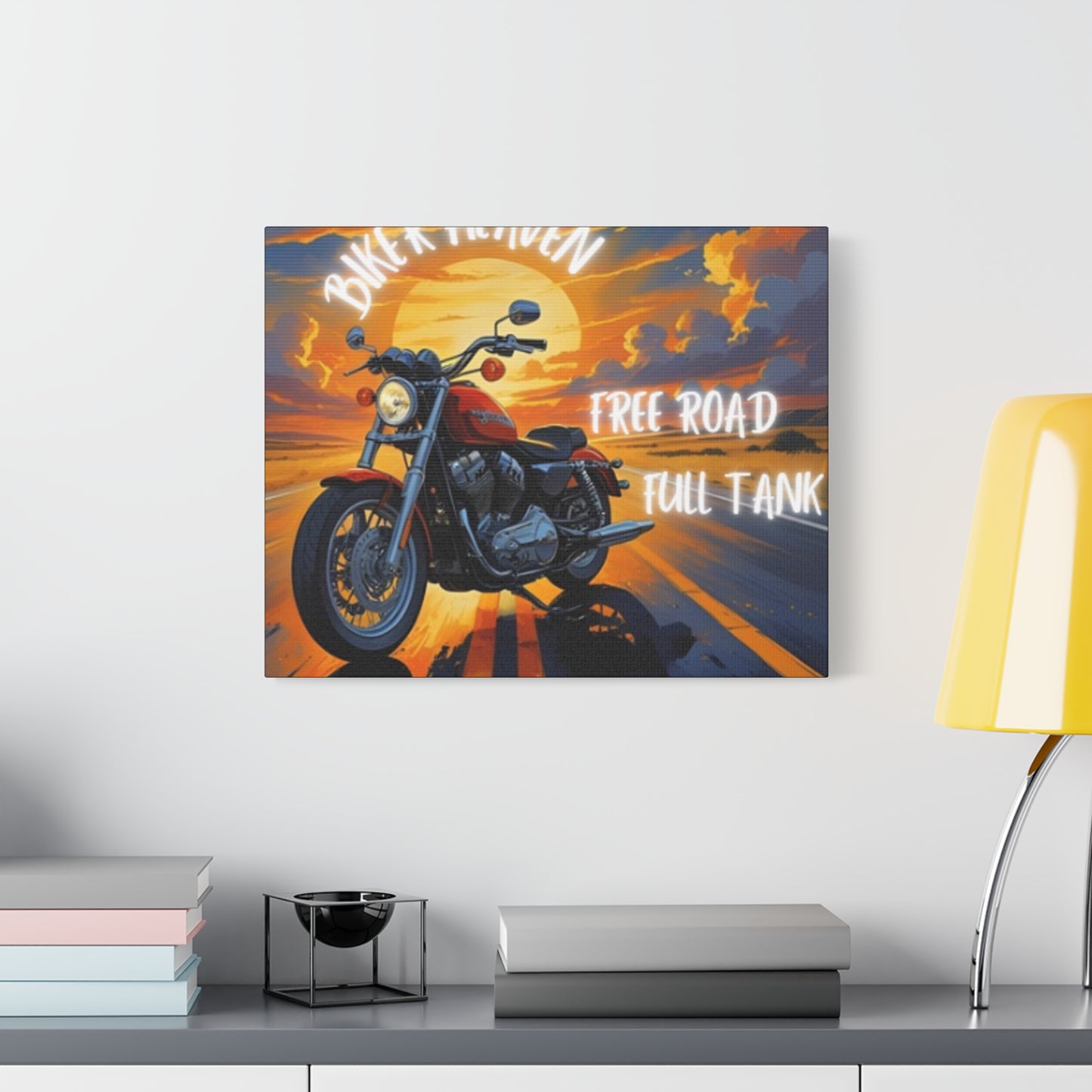 Motorcycle Wall Art, Biker Heaven Canvas Print, Full Throttle Decor, Gift for Bikers, Motorcycle Lover Art