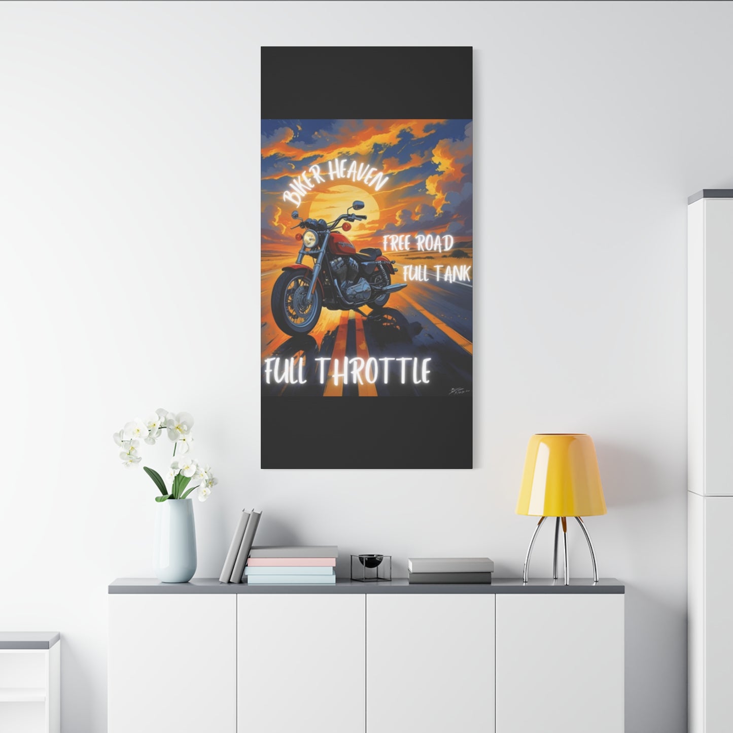 Motorcycle Wall Art, Biker Heaven Canvas Print, Full Throttle Decor, Gift for Bikers, Motorcycle Lover Art
