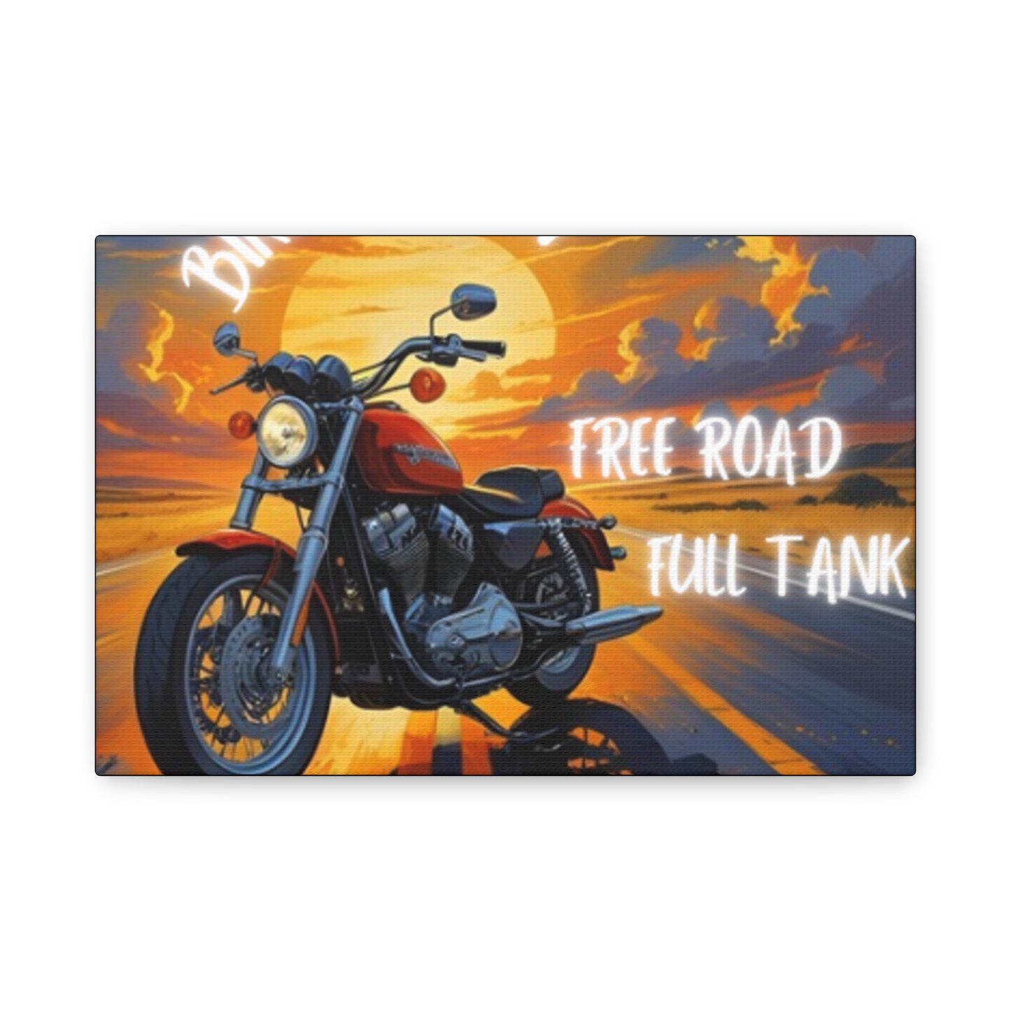 Motorcycle Wall Art, Biker Heaven Canvas Print, Full Throttle Decor, Gift for Bikers, Motorcycle Lover Art
