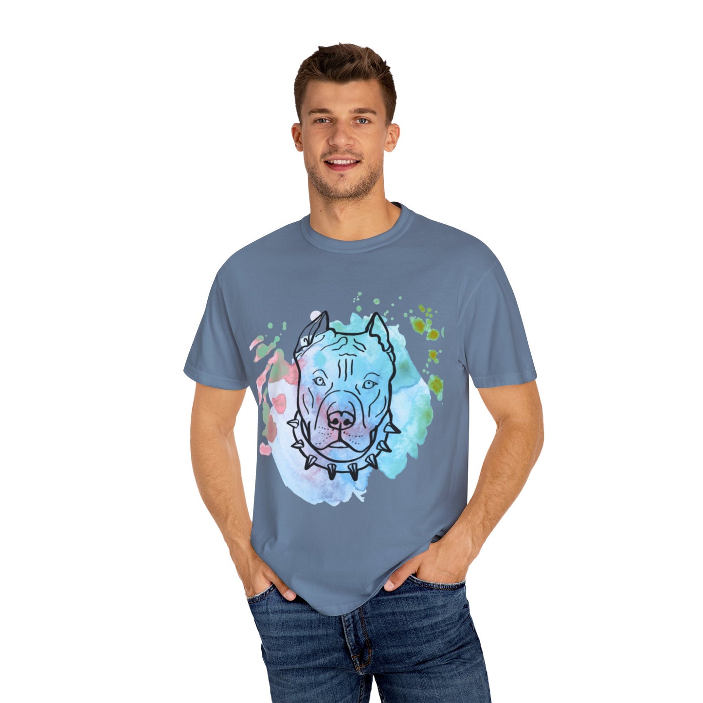 Vibrant Pitbull Art Unisex T-Shirt, Cool Dog Lover Tee, Unique Animal Print Shirt, Gift for Pet Owners, Casual Everyday Wear