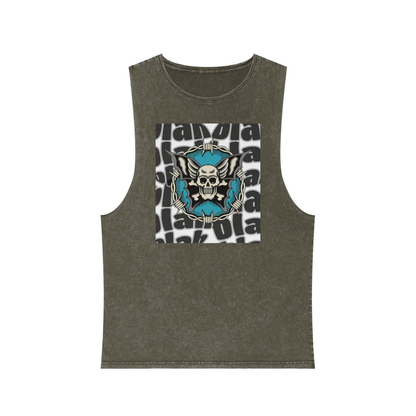 Unisex Stonewash Tank Top with Skull Design, Edgy Graphic Tee, Rocker Style Apparel, Festival Outfit, Casual Summer Wear