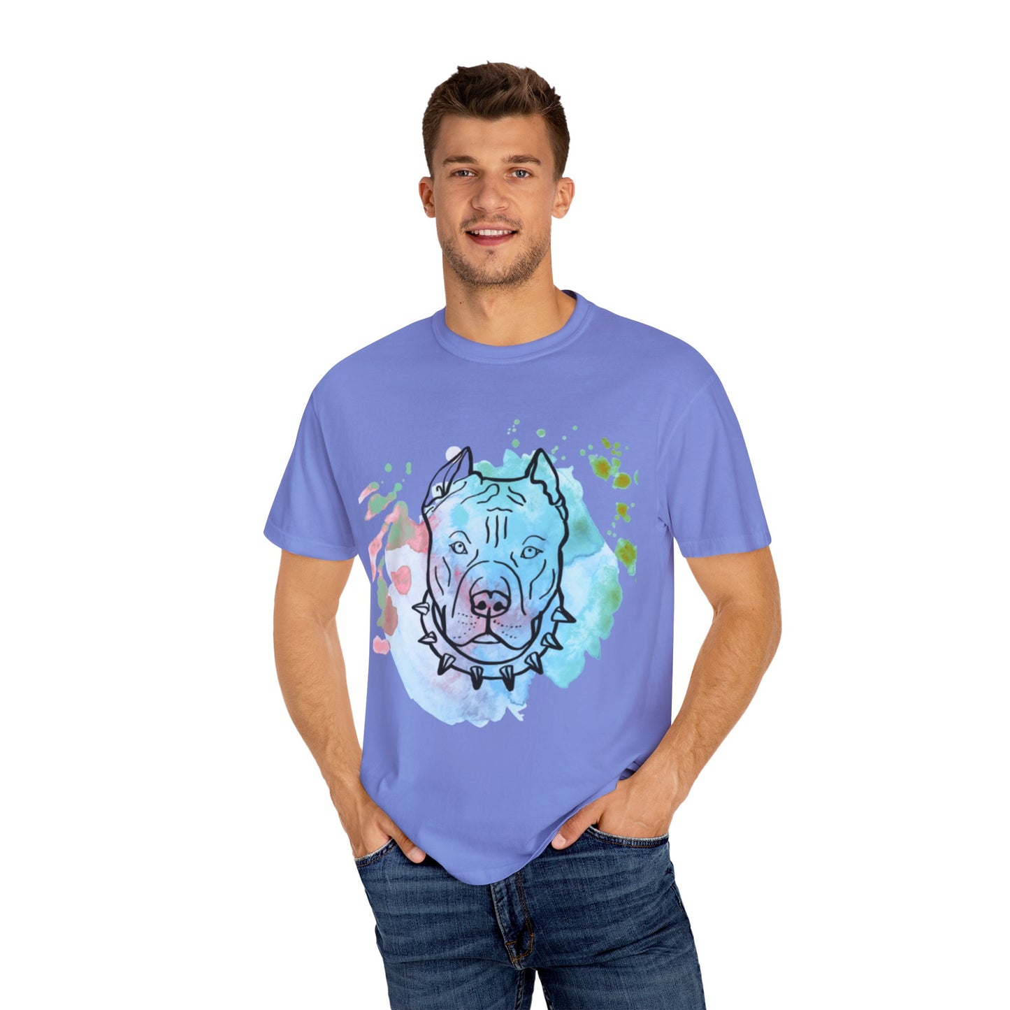 Vibrant Pitbull Art Unisex T-Shirt, Cool Dog Lover Tee, Unique Animal Print Shirt, Gift for Pet Owners, Casual Everyday Wear