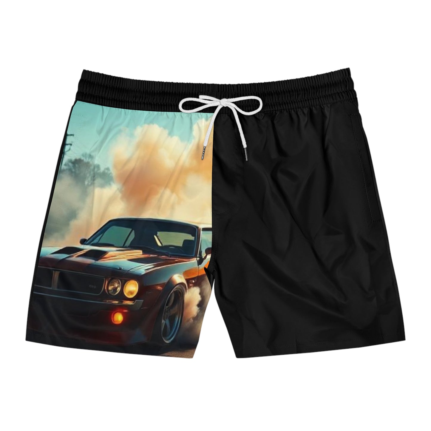 Men's Automotive Print Swim Shorts, Car Retro Beachwear, Summer Swimwear, Outdoor Shorts, Gift for Car Enthusiasts
