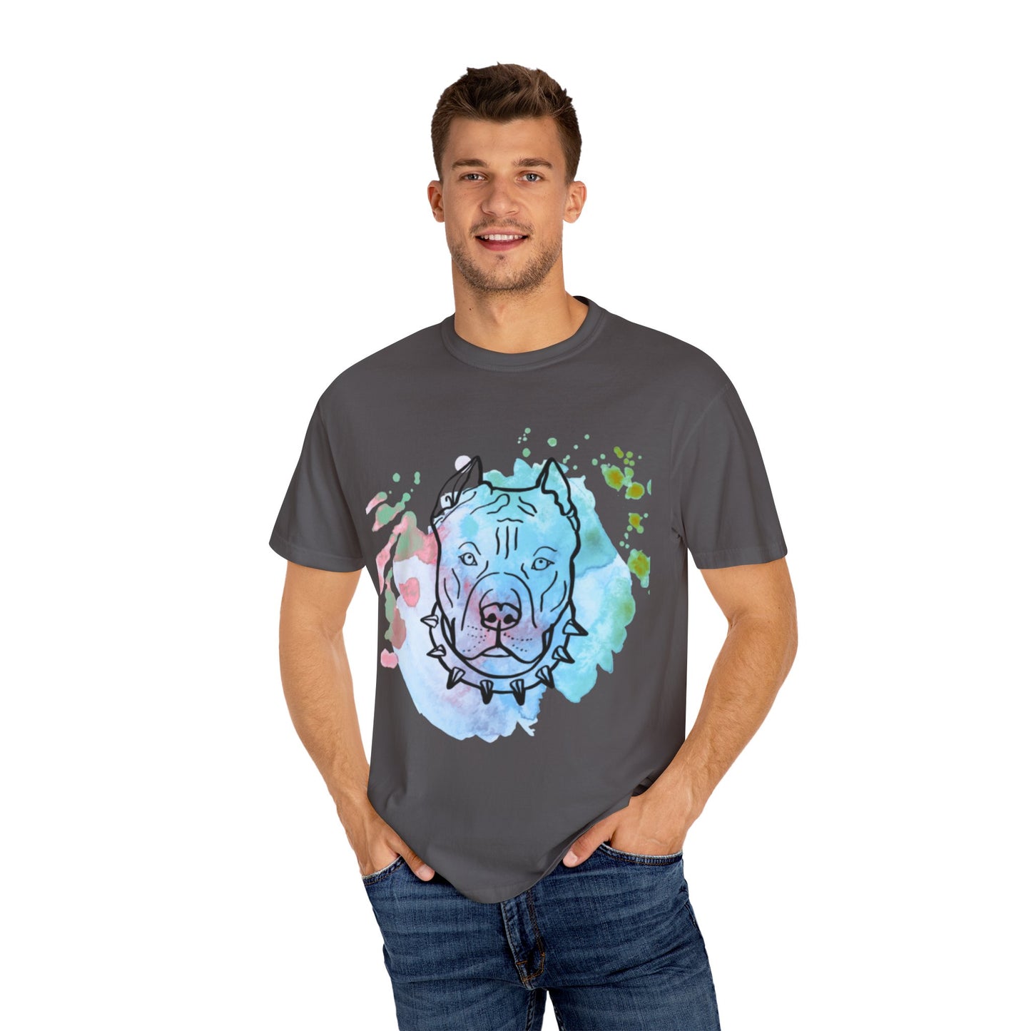 Vibrant Pitbull Art Unisex T-Shirt, Cool Dog Lover Tee, Unique Animal Print Shirt, Gift for Pet Owners, Casual Everyday Wear