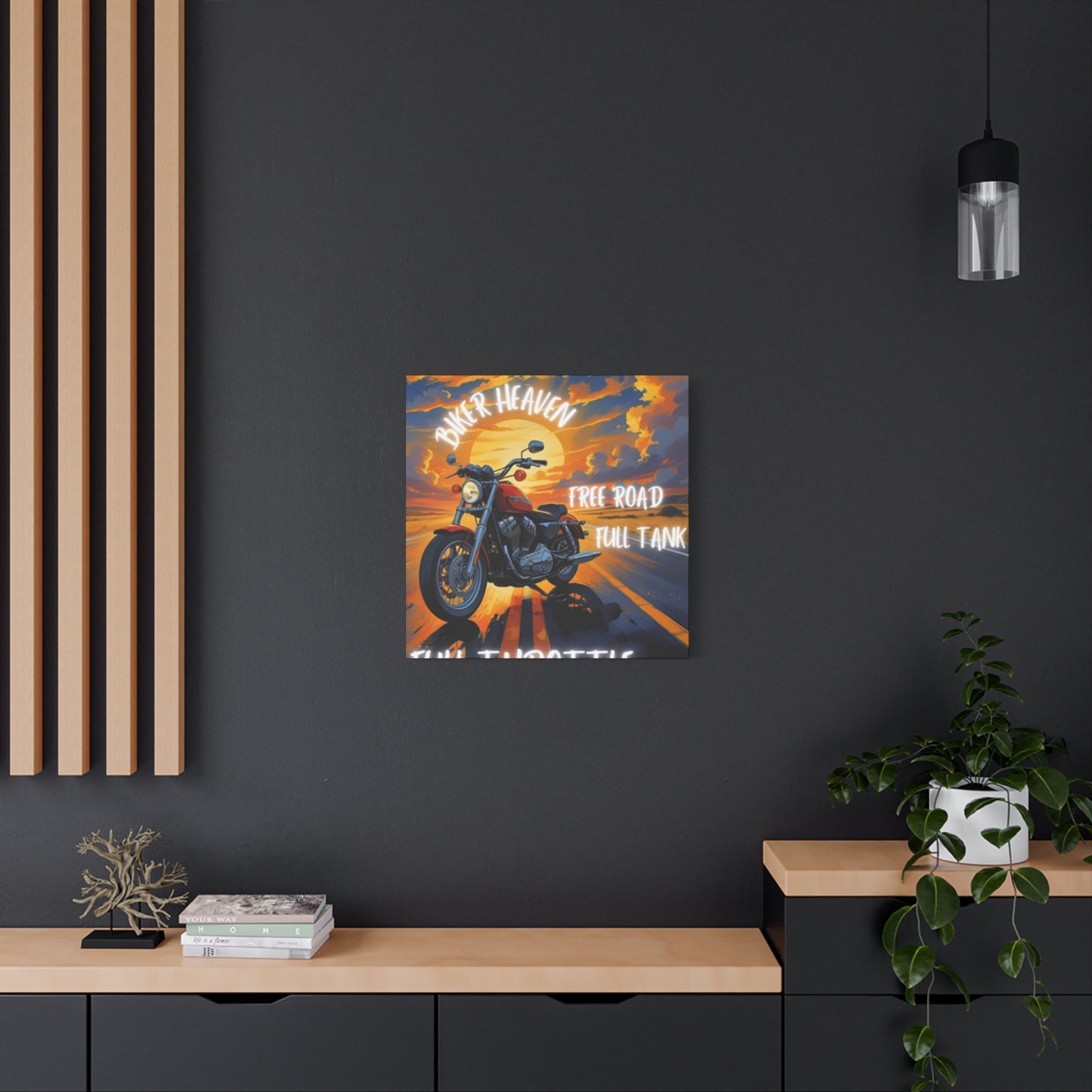 Motorcycle Wall Art, Biker Heaven Canvas Print, Full Throttle Decor, Gift for Bikers, Motorcycle Lover Art