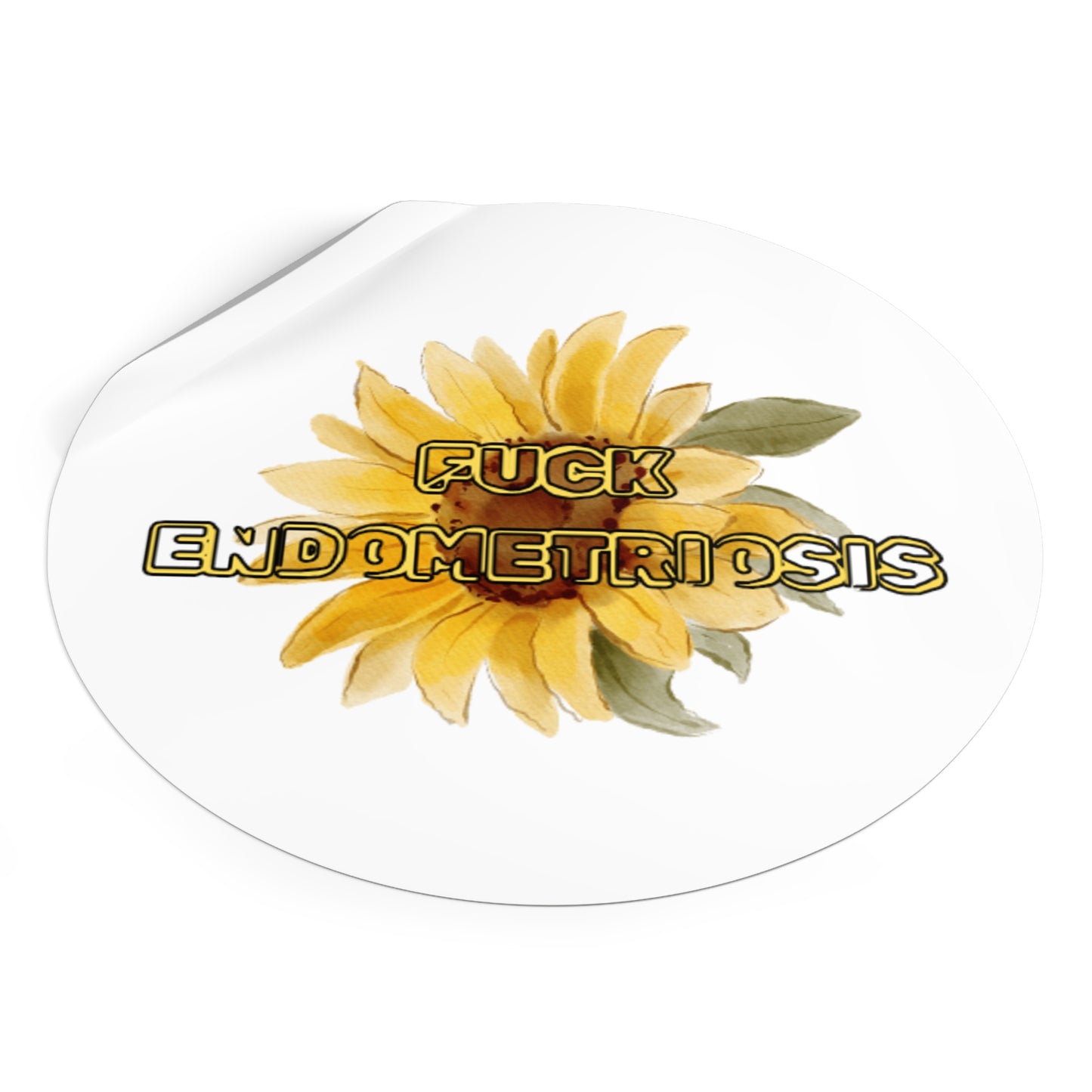Empowering Round Vinyl Stickers | Unique Endometriosis Gifts, Flower Art, Motivational Stickers, Self-Care Essentials, Awareness Accessories