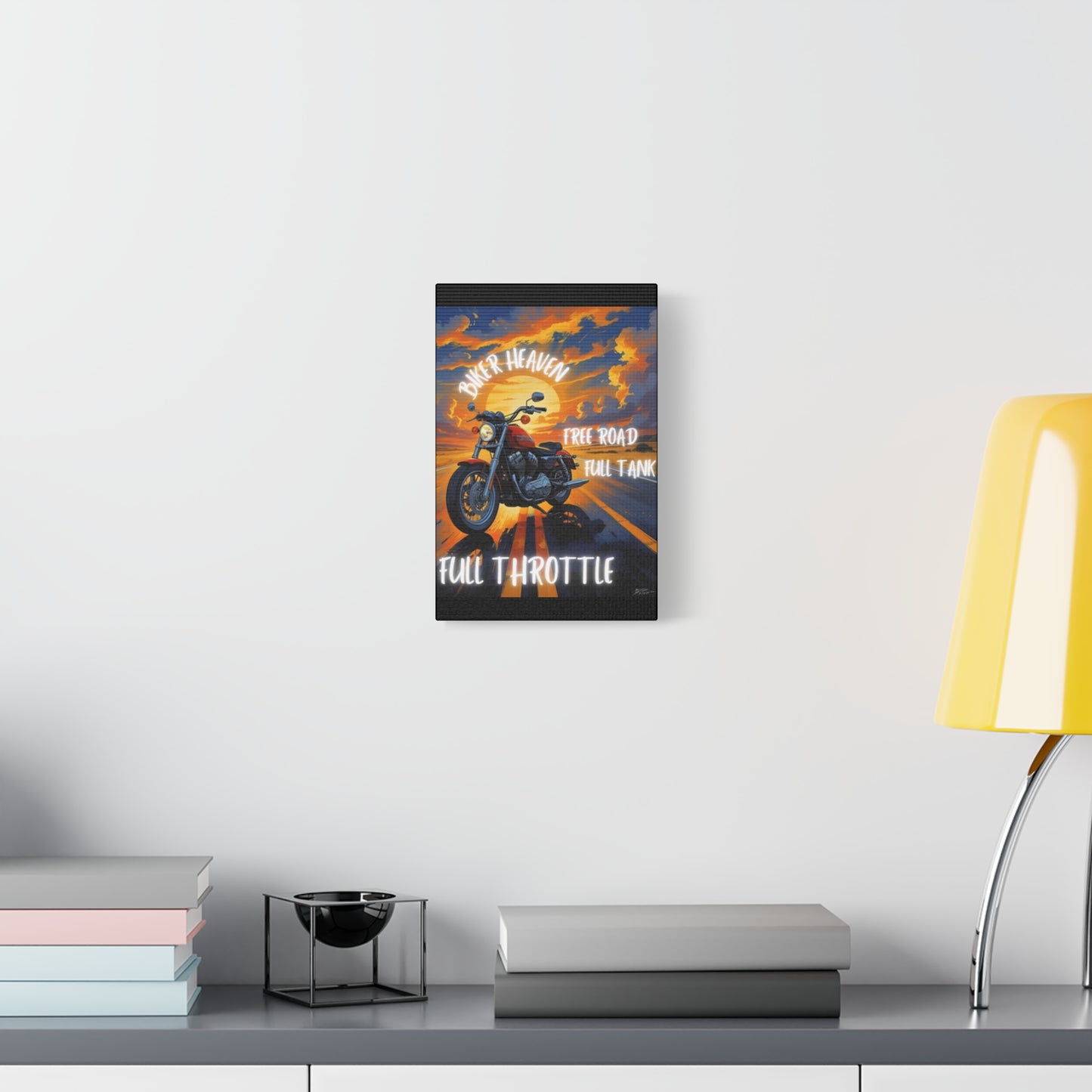 Motorcycle Wall Art, Biker Heaven Canvas Print, Full Throttle Decor, Gift for Bikers, Motorcycle Lover Art
