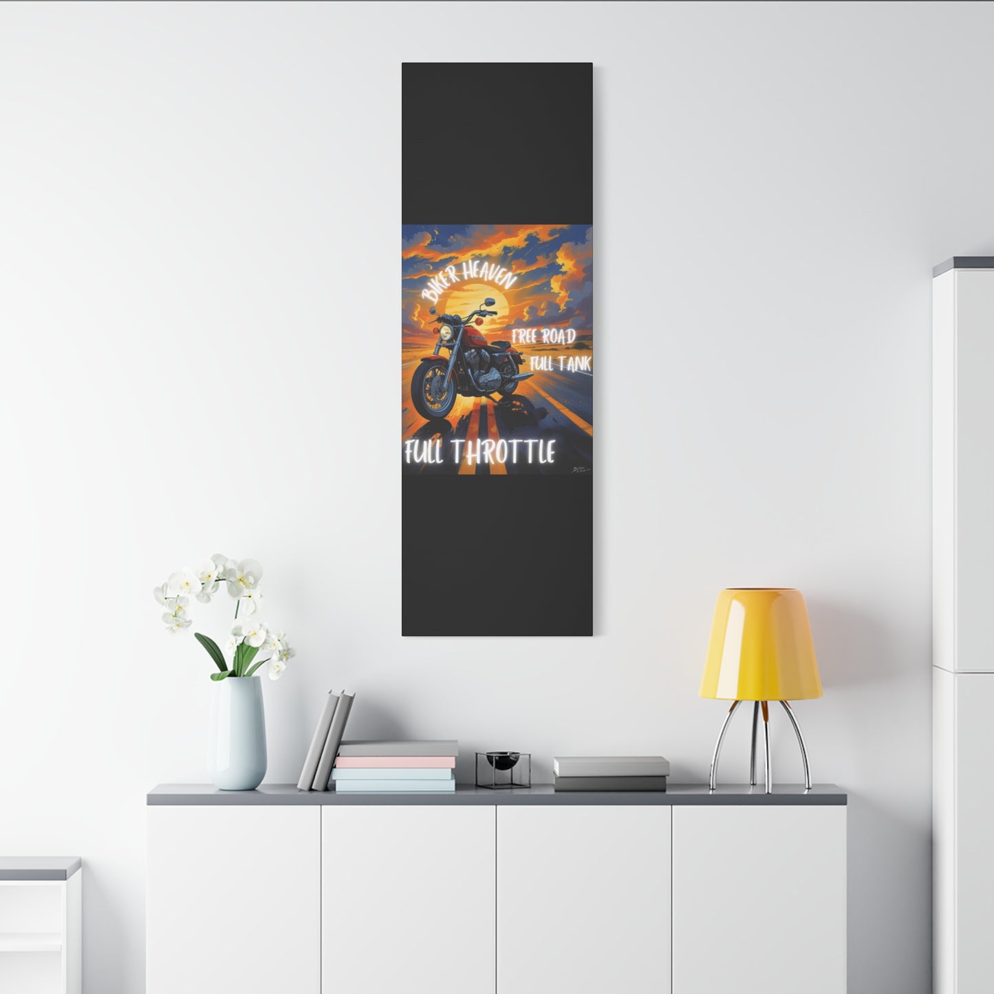 Motorcycle Wall Art, Biker Heaven Canvas Print, Full Throttle Decor, Gift for Bikers, Motorcycle Lover Art