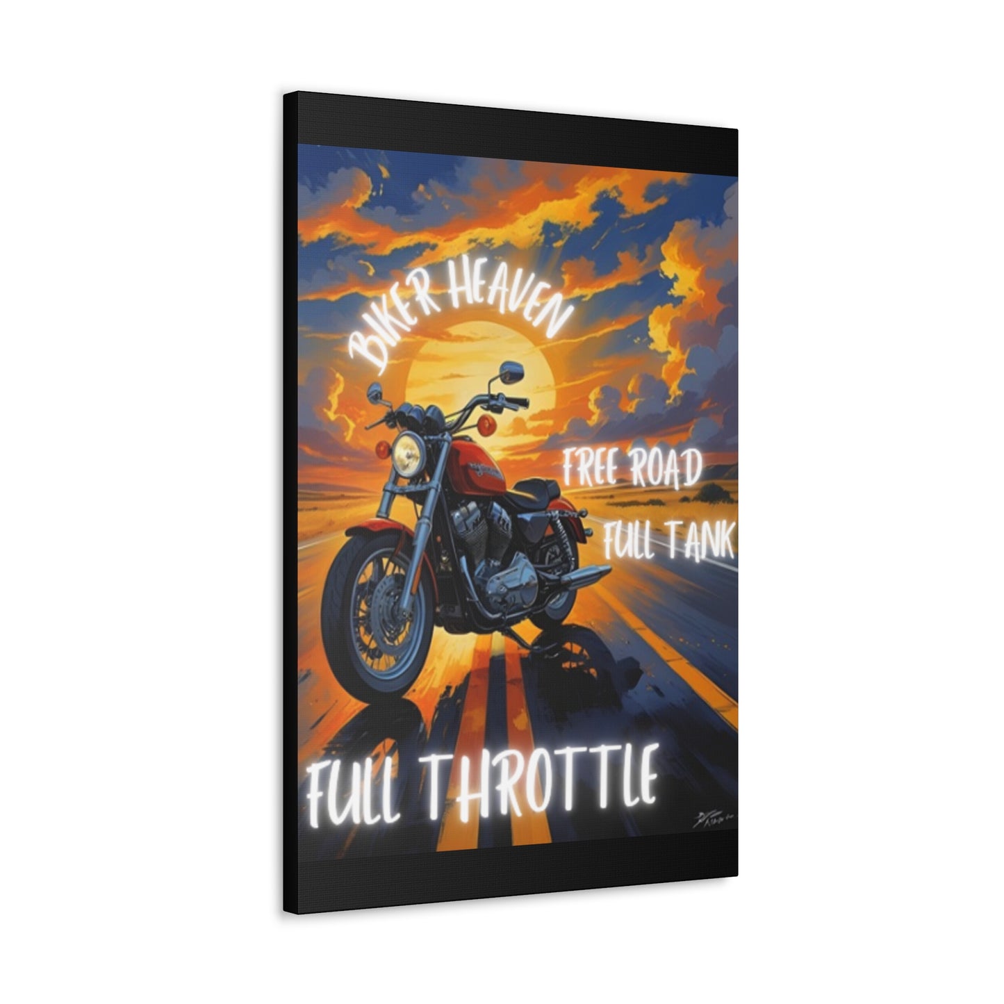 Motorcycle Wall Art, Biker Heaven Canvas Print, Full Throttle Decor, Gift for Bikers, Motorcycle Lover Art