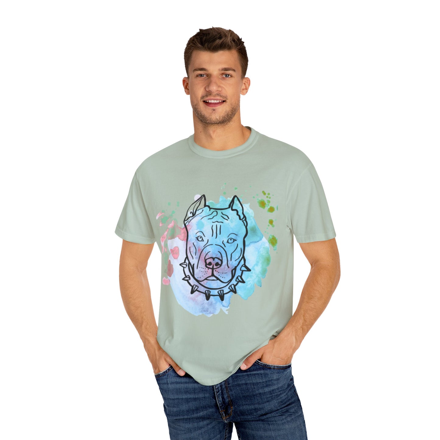 Vibrant Pitbull Art Unisex T-Shirt, Cool Dog Lover Tee, Unique Animal Print Shirt, Gift for Pet Owners, Casual Everyday Wear
