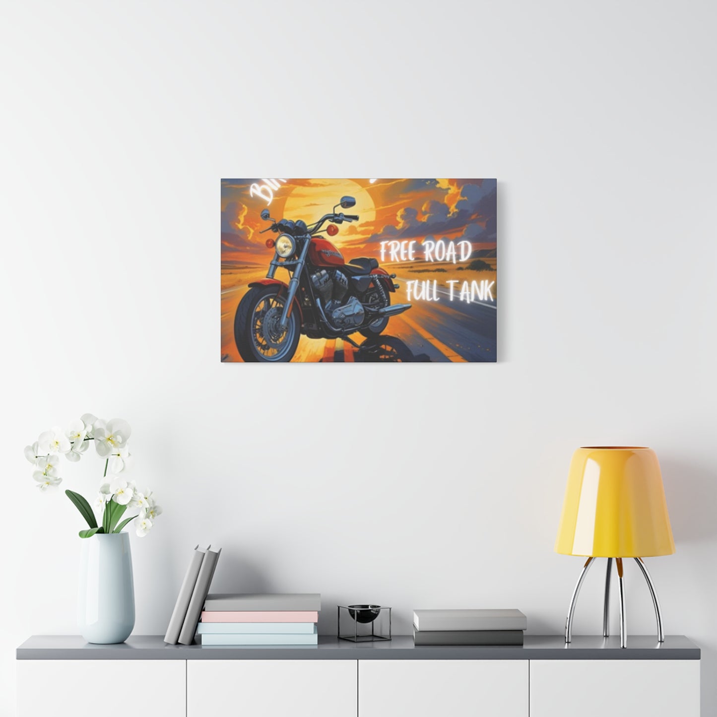 Motorcycle Wall Art, Biker Heaven Canvas Print, Full Throttle Decor, Gift for Bikers, Motorcycle Lover Art