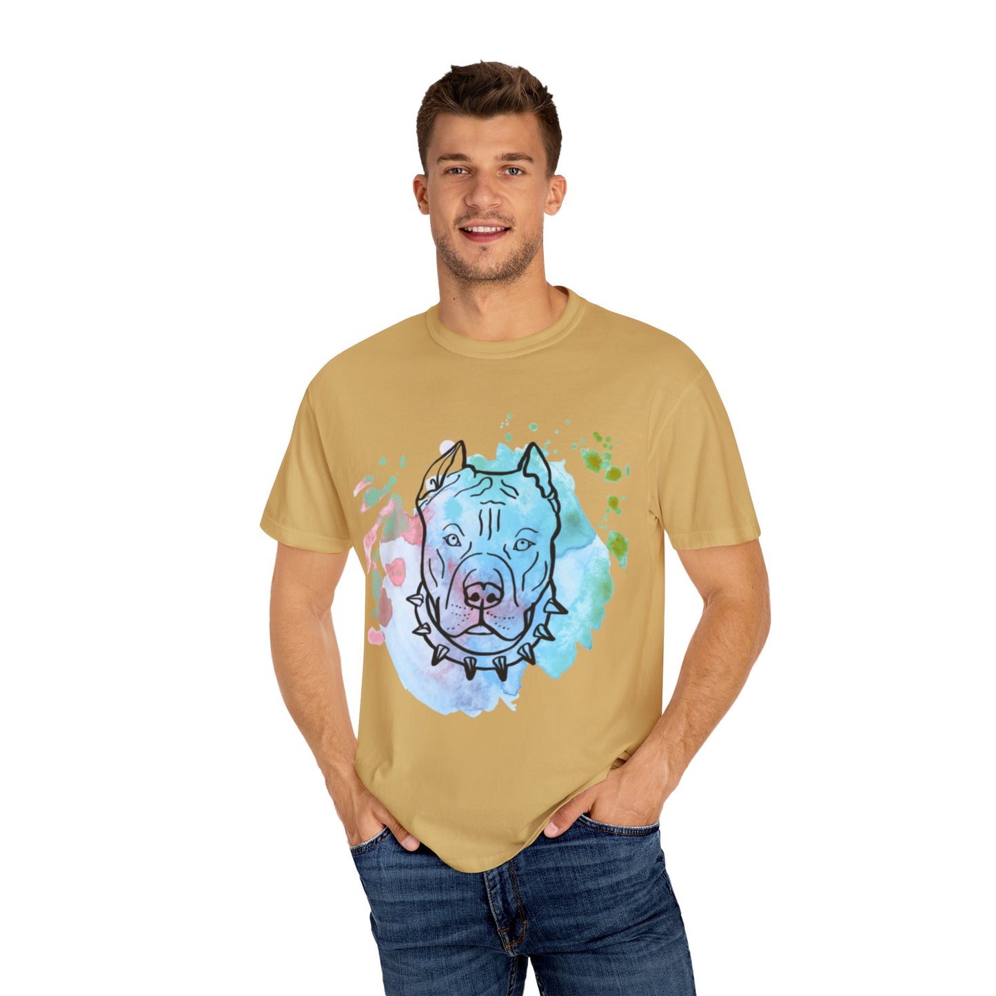 Vibrant Pitbull Art Unisex T-Shirt, Cool Dog Lover Tee, Unique Animal Print Shirt, Gift for Pet Owners, Casual Everyday Wear