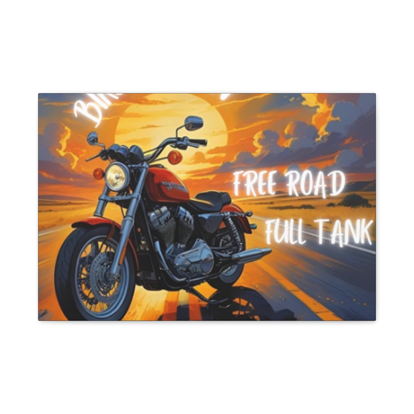 Motorcycle Wall Art, Biker Heaven Canvas Print, Full Throttle Decor, Gift for Bikers, Motorcycle Lover Art