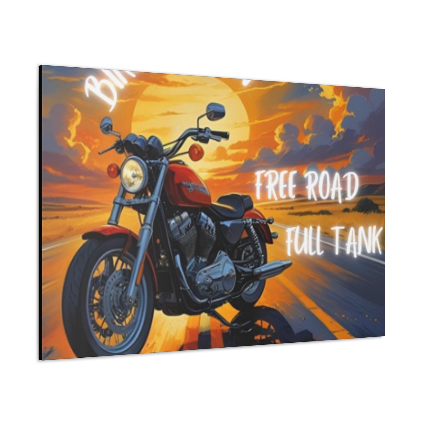 Motorcycle Wall Art, Biker Heaven Canvas Print, Full Throttle Decor, Gift for Bikers, Motorcycle Lover Art